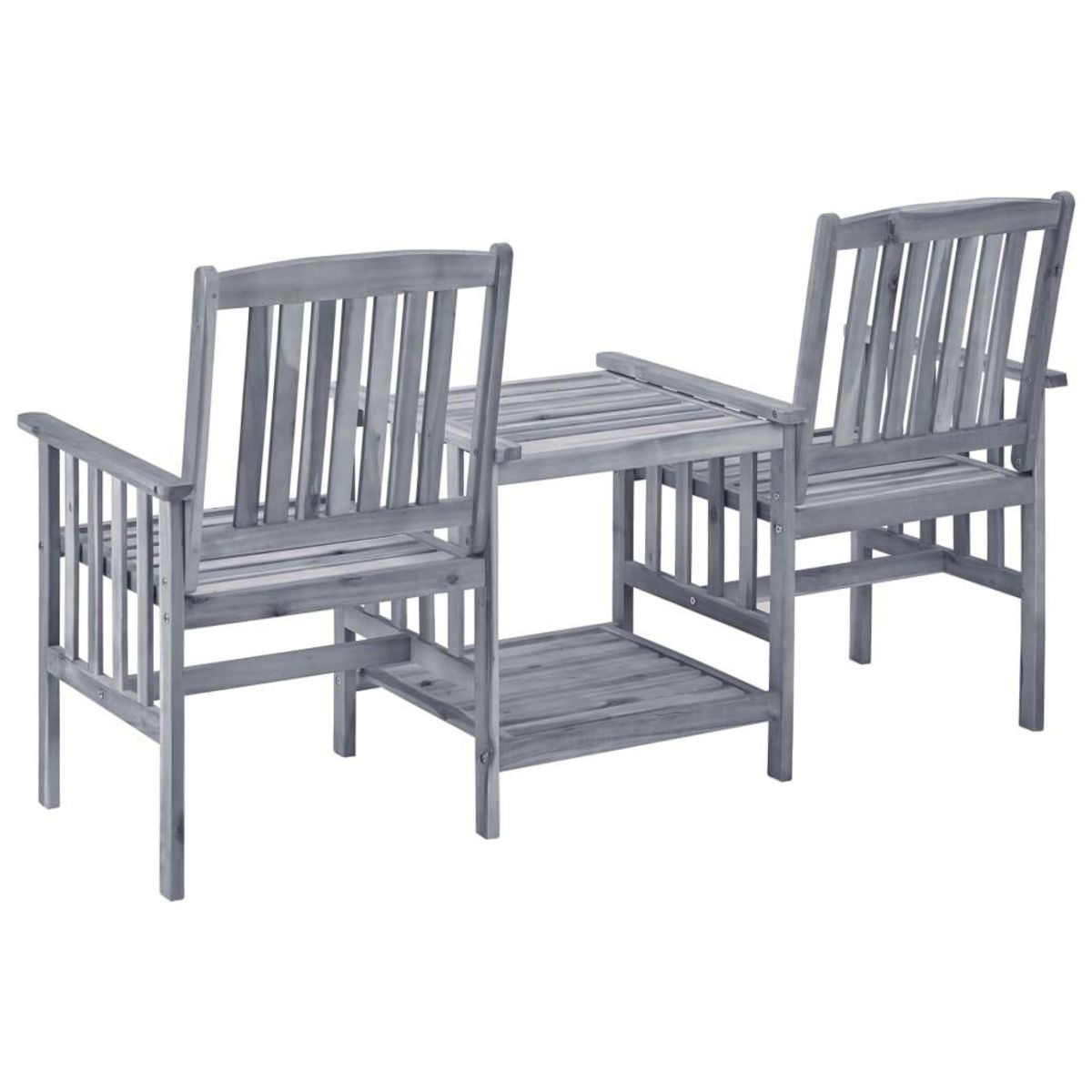 VIDAXL Chaises de jardin avec table a the et coussins Acacia solide