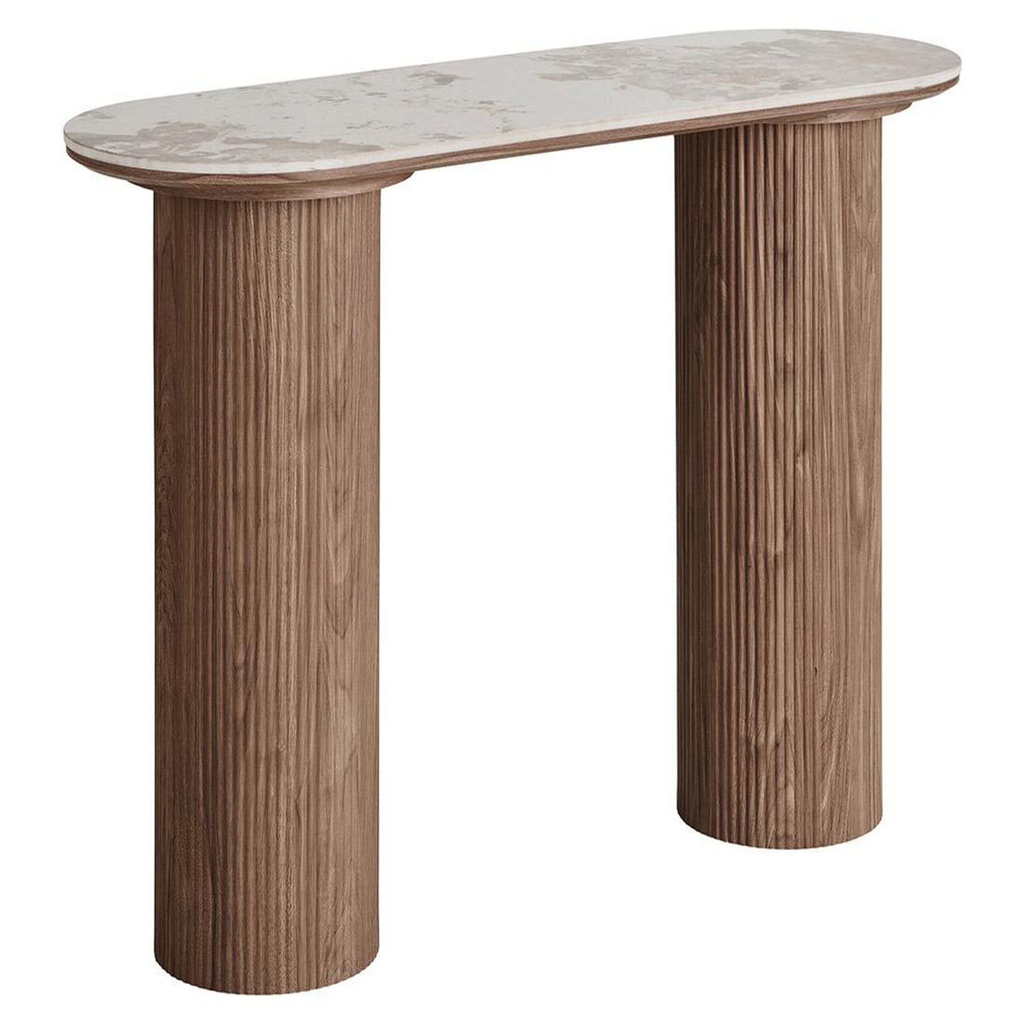 Voir la diapositive 3 : BEST MOBILIER Lysa - console plateau effet marbre et pieds effets bois - 78 cm