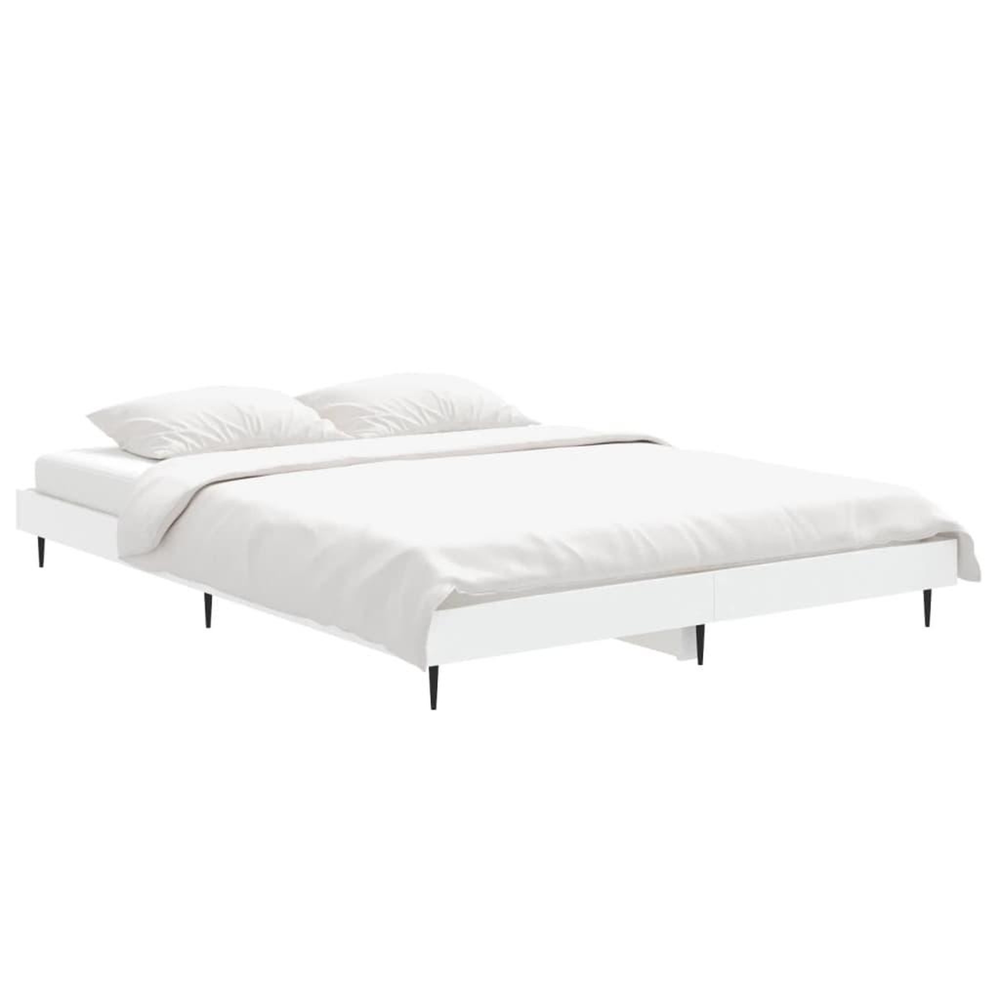 Voir la diapositive 3 : VIDAXL Cadre de lit sans matelas blanc 135x190 cm bois d'ingenierie