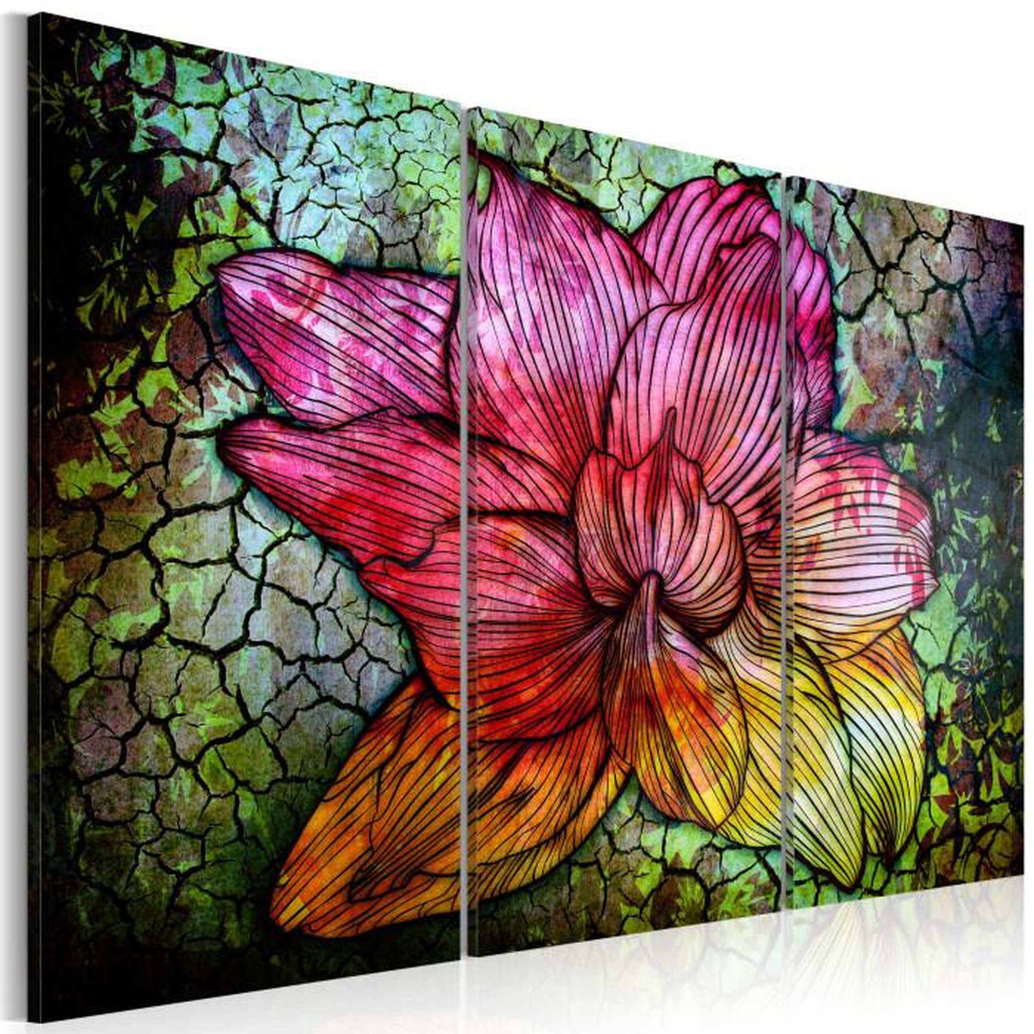 Paris Prix Tableau  Fleur Abstraite en Couleur Arc en Ciel. Coloris disponibles : Multicolore