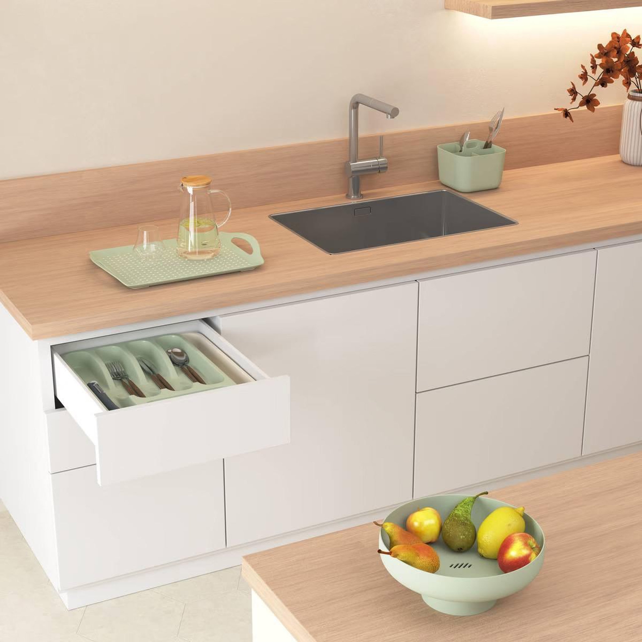 Voir la diapositive 3 : FIVE Plateau de service anti-dérapant  poly  45cm vert
