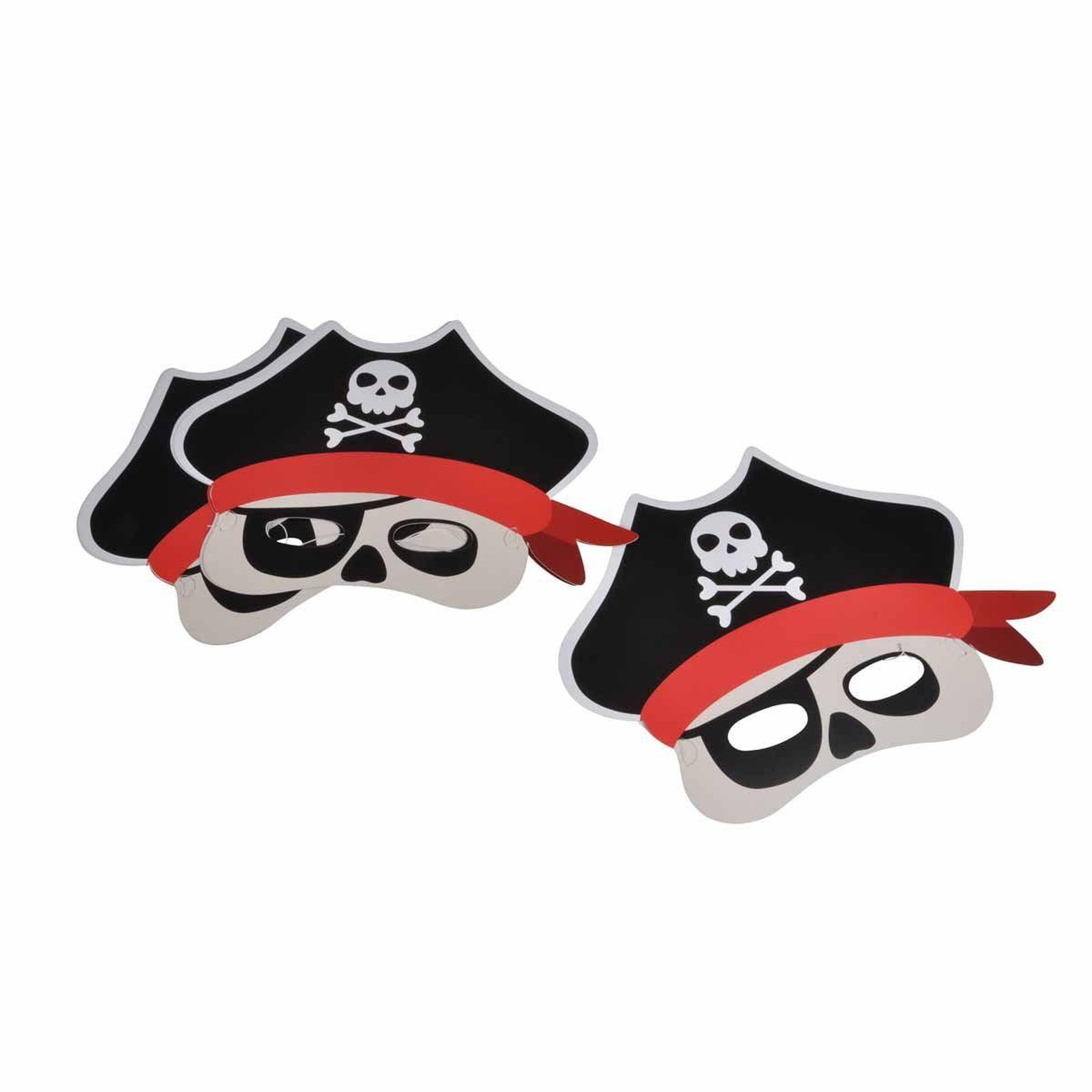 HOMEA Lot de 6 masques en papier  pirates  noir
