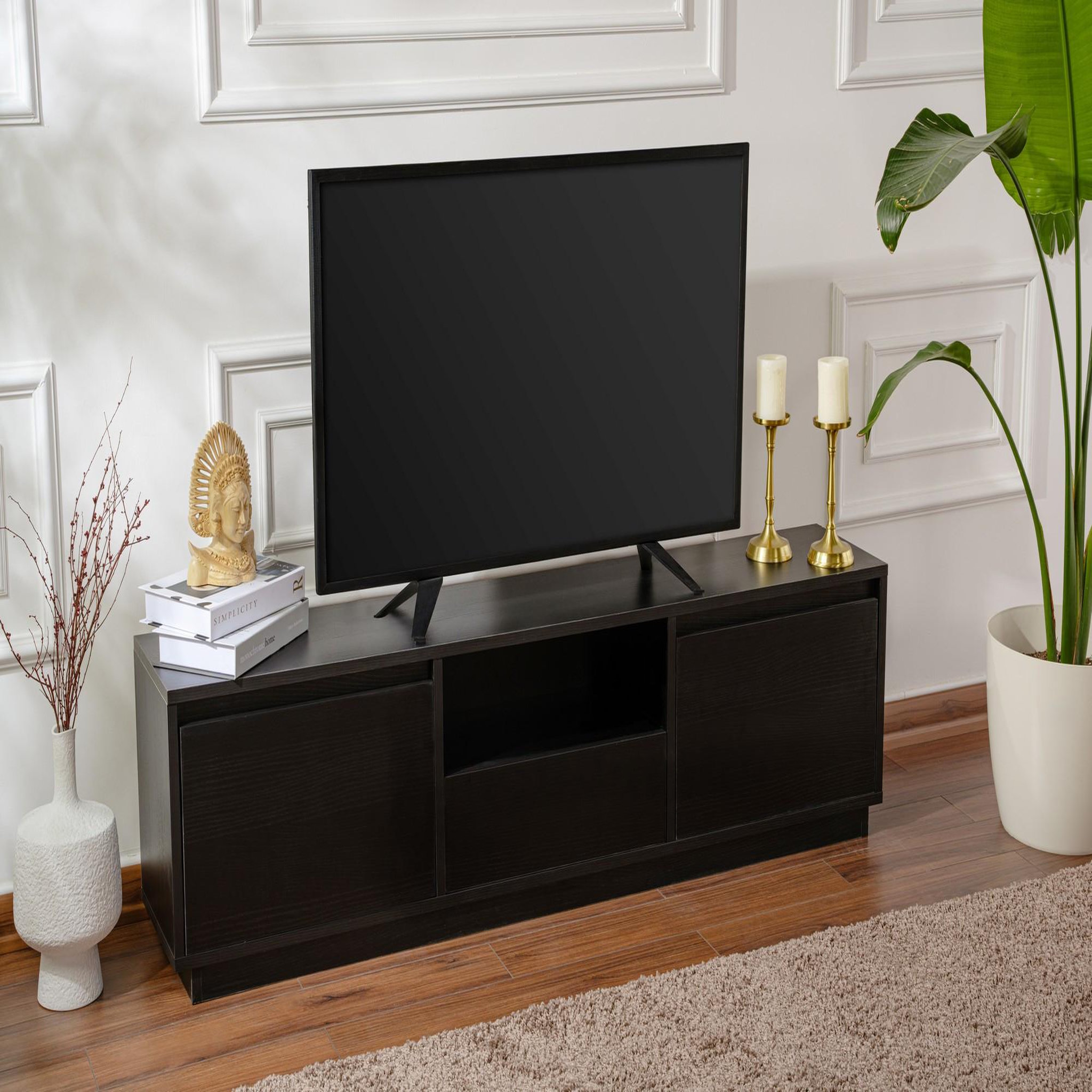 Voir la diapositive 2 : Habitat et Jardin Meuble tv en bois  vanguard  160 x 30 x 42 cm - bois noir