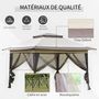 Voir la diapositive 4 : OUTSUNNY Tonnelle barnum de jardin pop-up pliant 3,64L x 3,64l x 2,94H m acier polyester moustiquaires + sac de transport à roulettes beige marron