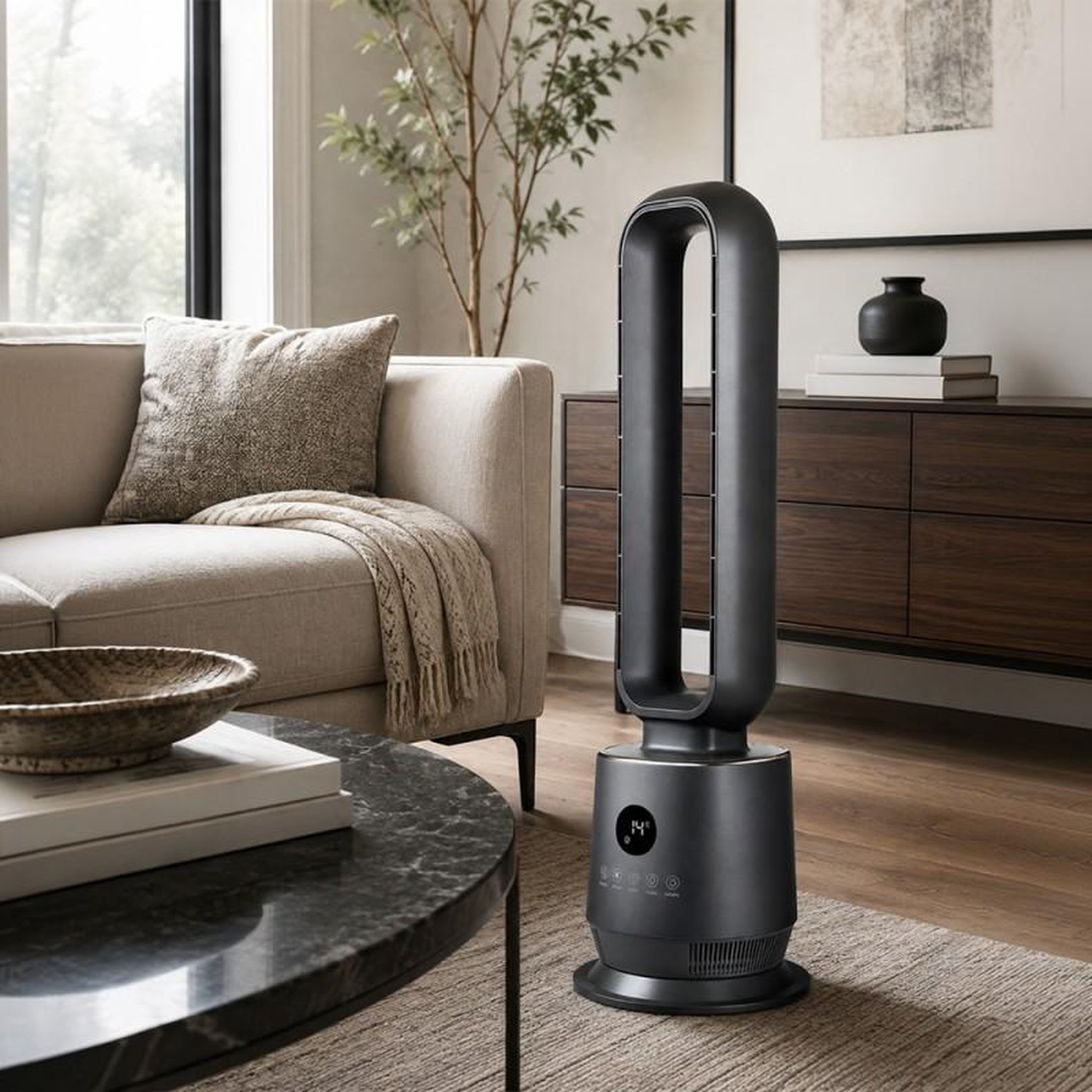 Voir la diapositive 3 : Ventilateur colonne sans pales - 3 vitesses - télécommande - silencieux