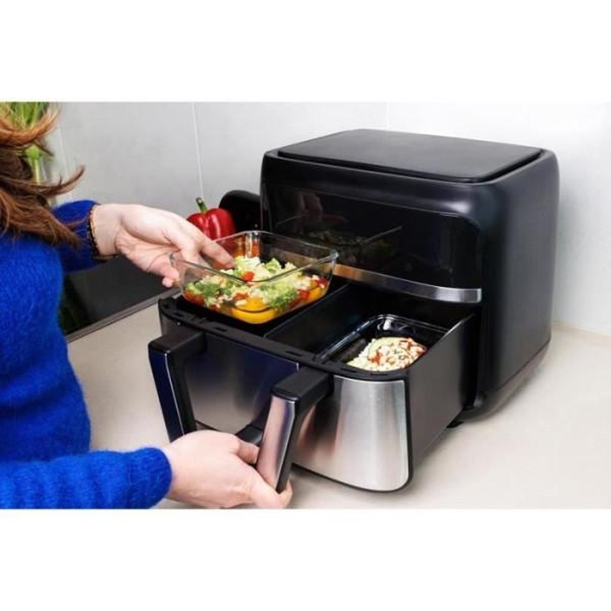 Voir la diapositive 3 : PYREX Plat air fryer - PYREX - 1450141 - Carré - En verre borosilicate - 20 x 17 cm