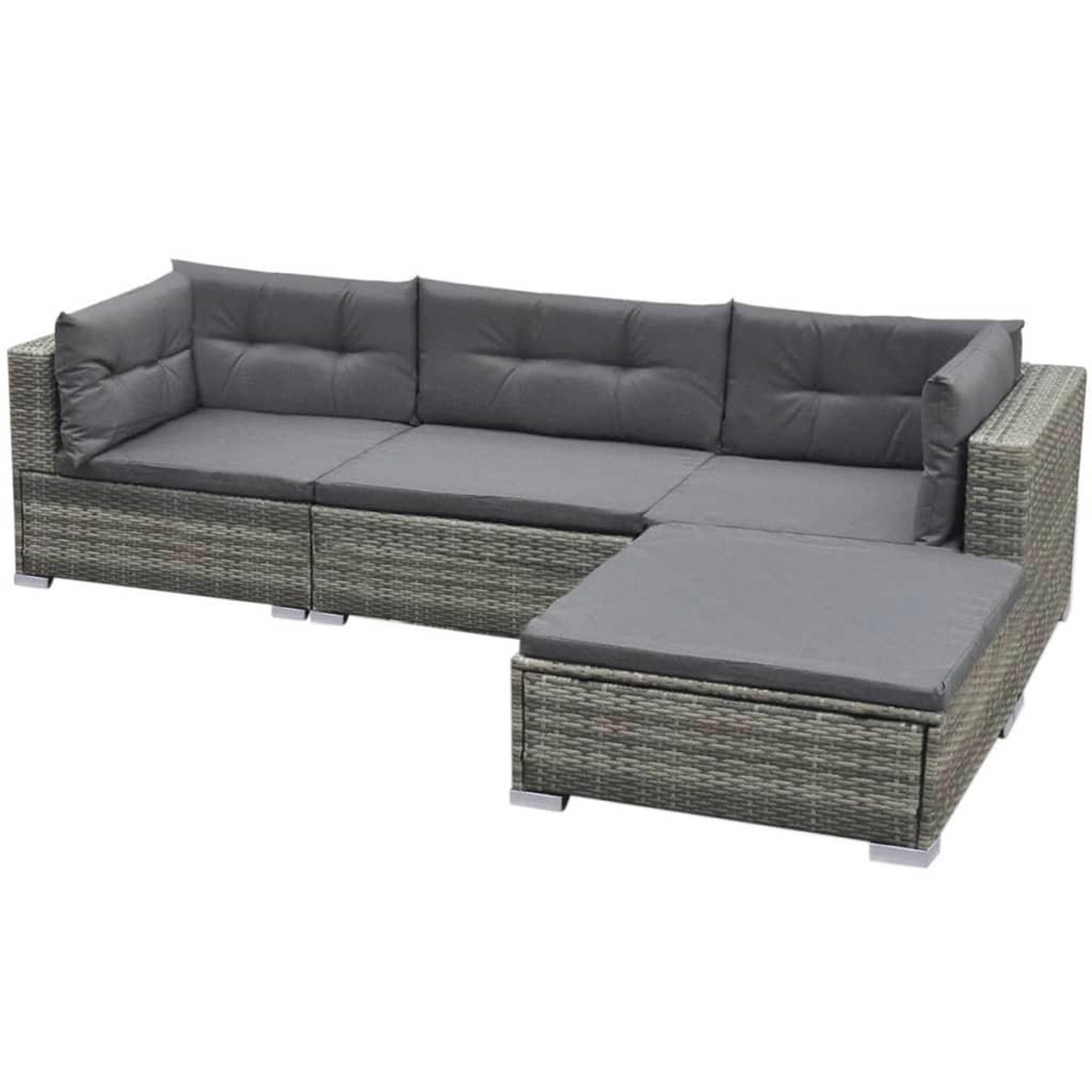 Voir la diapositive 5 : VIDAXL Salon de jardin 5 pcs avec coussins resine tressee gris