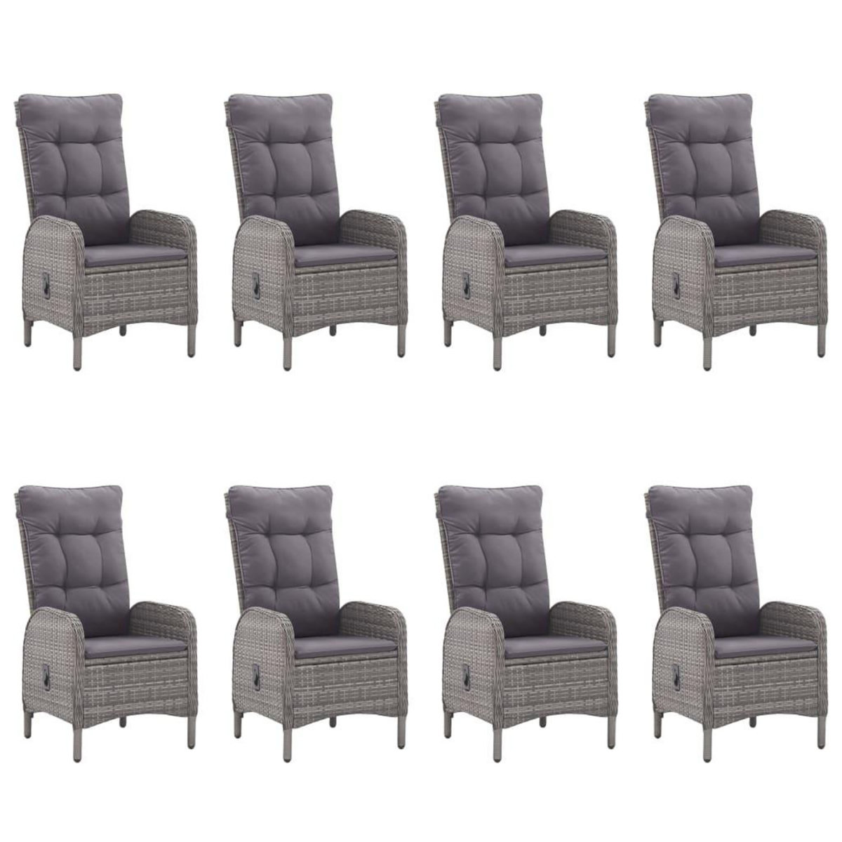 VIDAXL Ensemble a manger de jardin 9 pcs Resine tressee et verre Gris