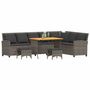 Voir la diapositive 4 : VIDAXL Salon de jardin 4 pcs avec coussins forme L gris resine tressee
