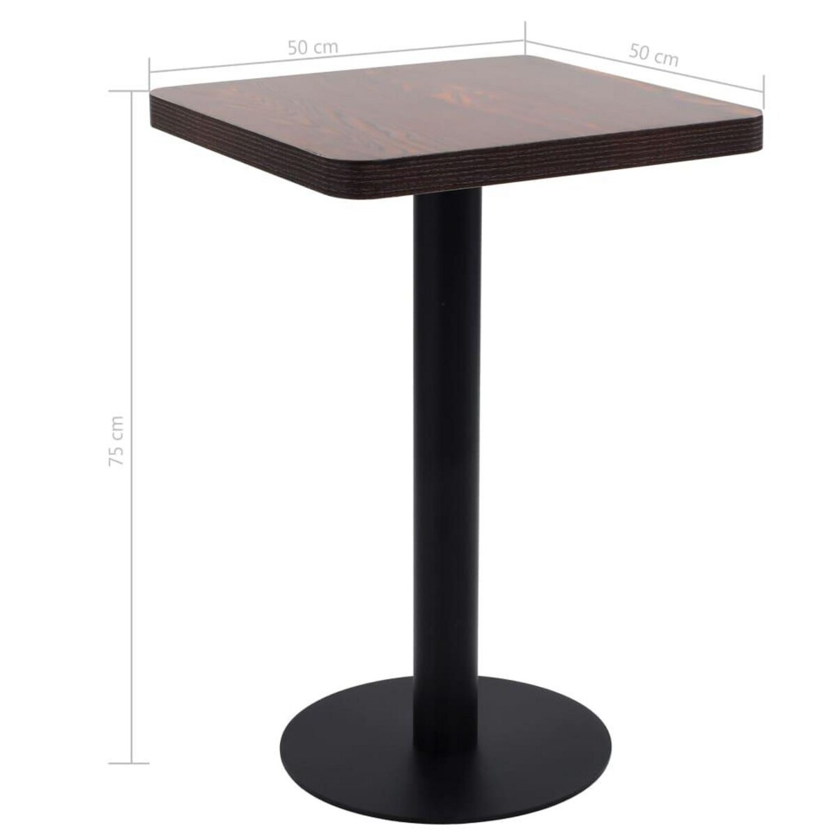VIDAXL Table de bistro Marron fonce 50x50 cm MDF