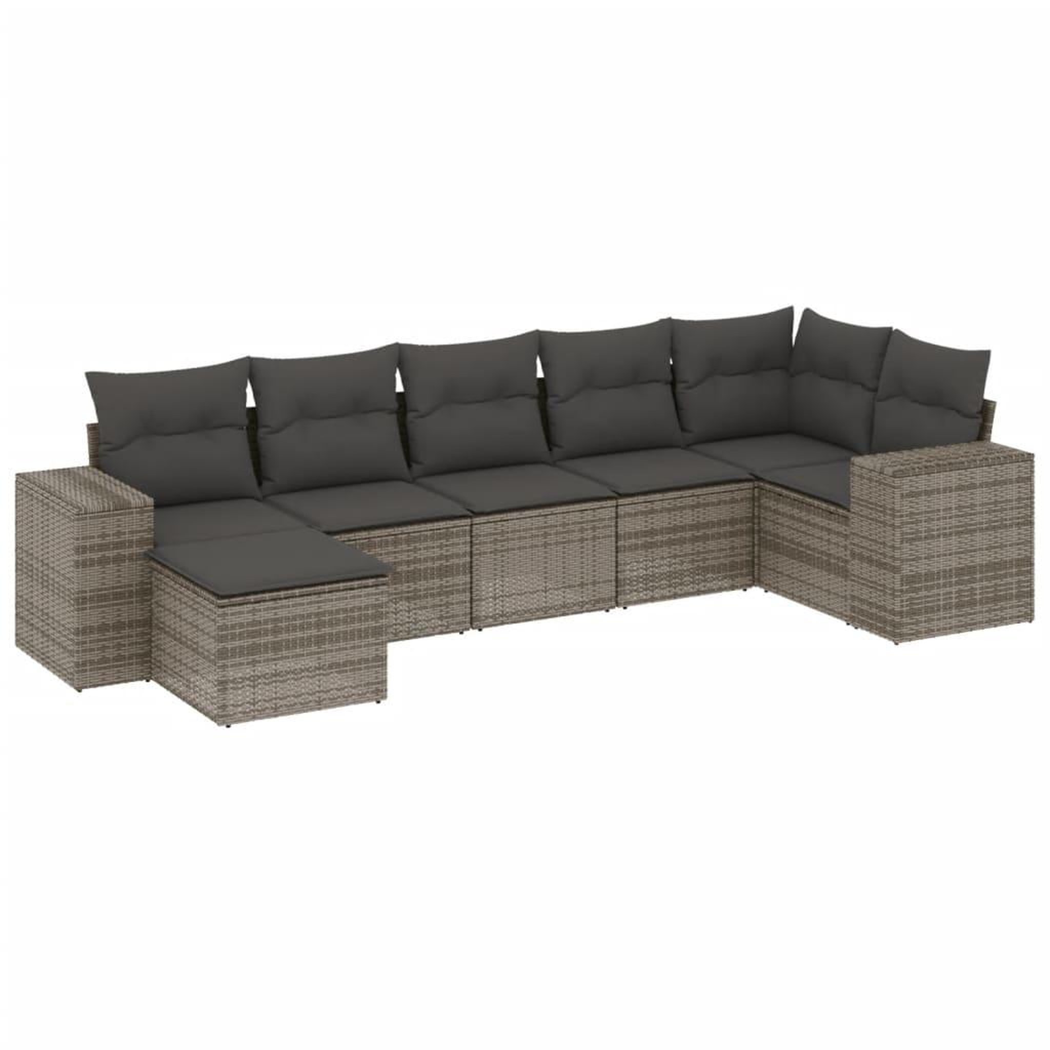 Voir la diapositive 2 : VIDAXL Salon de jardin avec coussins 7 pcs gris resine tressee