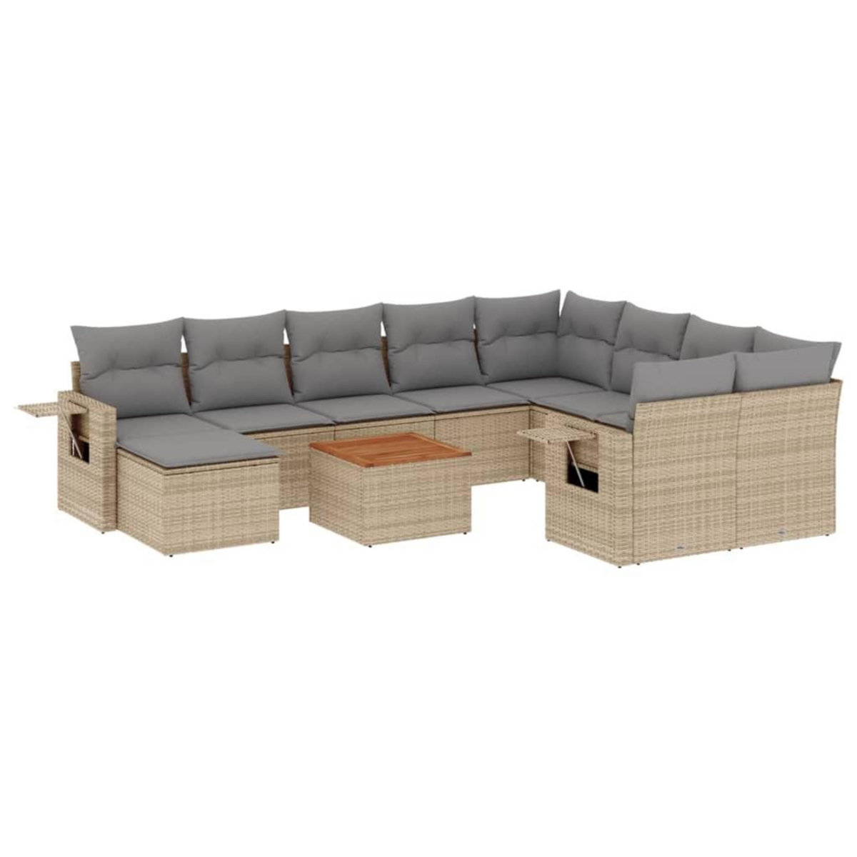 VIDAXL Salon de jardin 11 pcs avec coussins beige resine tressee