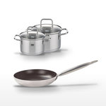 ELO Lot Poêle 24cm céramique sans PFAS et 2 Faitouts 12/14cm Elo Bistro Line Citrin