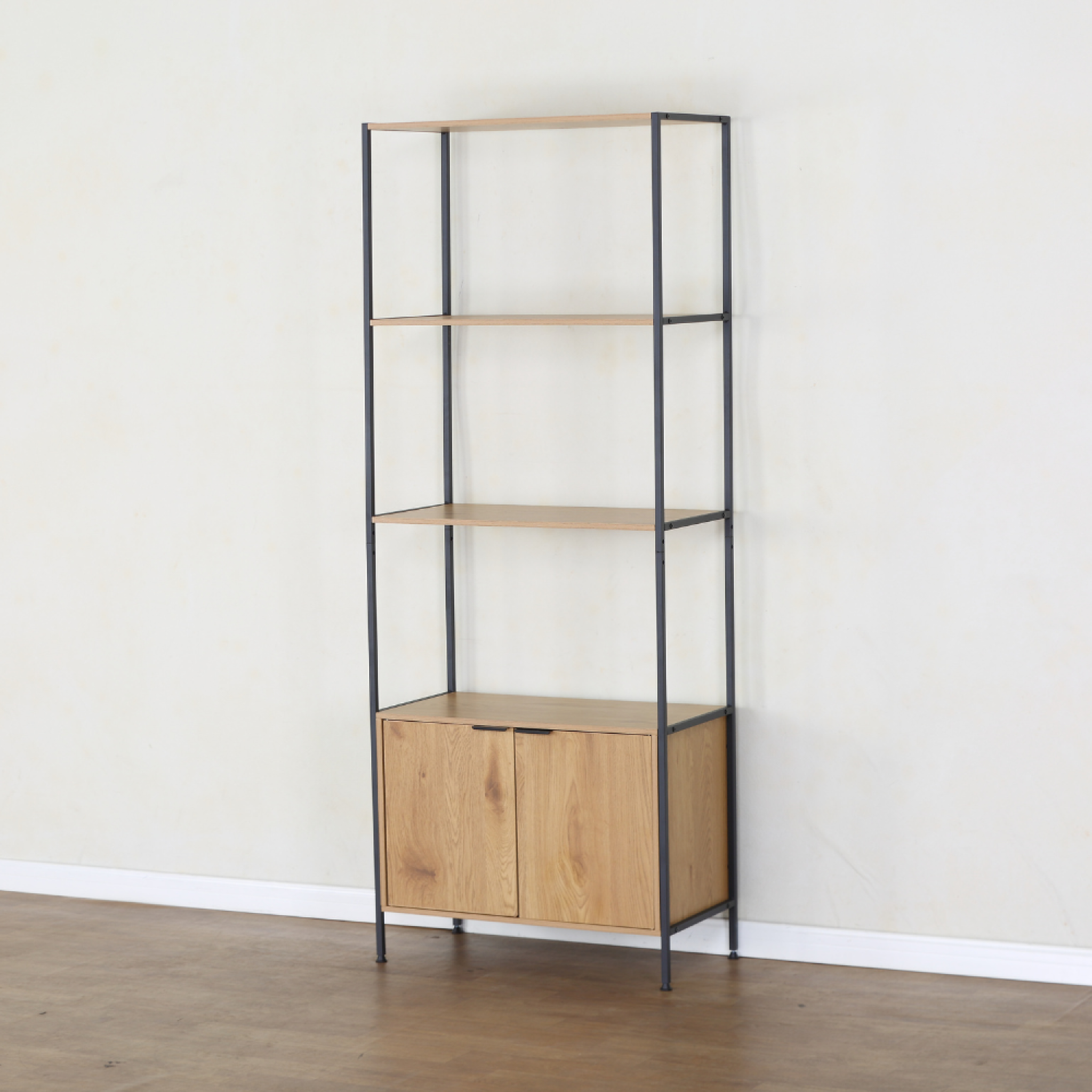 Voir la diapositive 6 : CONCEPT USINE Etagère 4 rangements et placard 176 cm bois et noir tydie