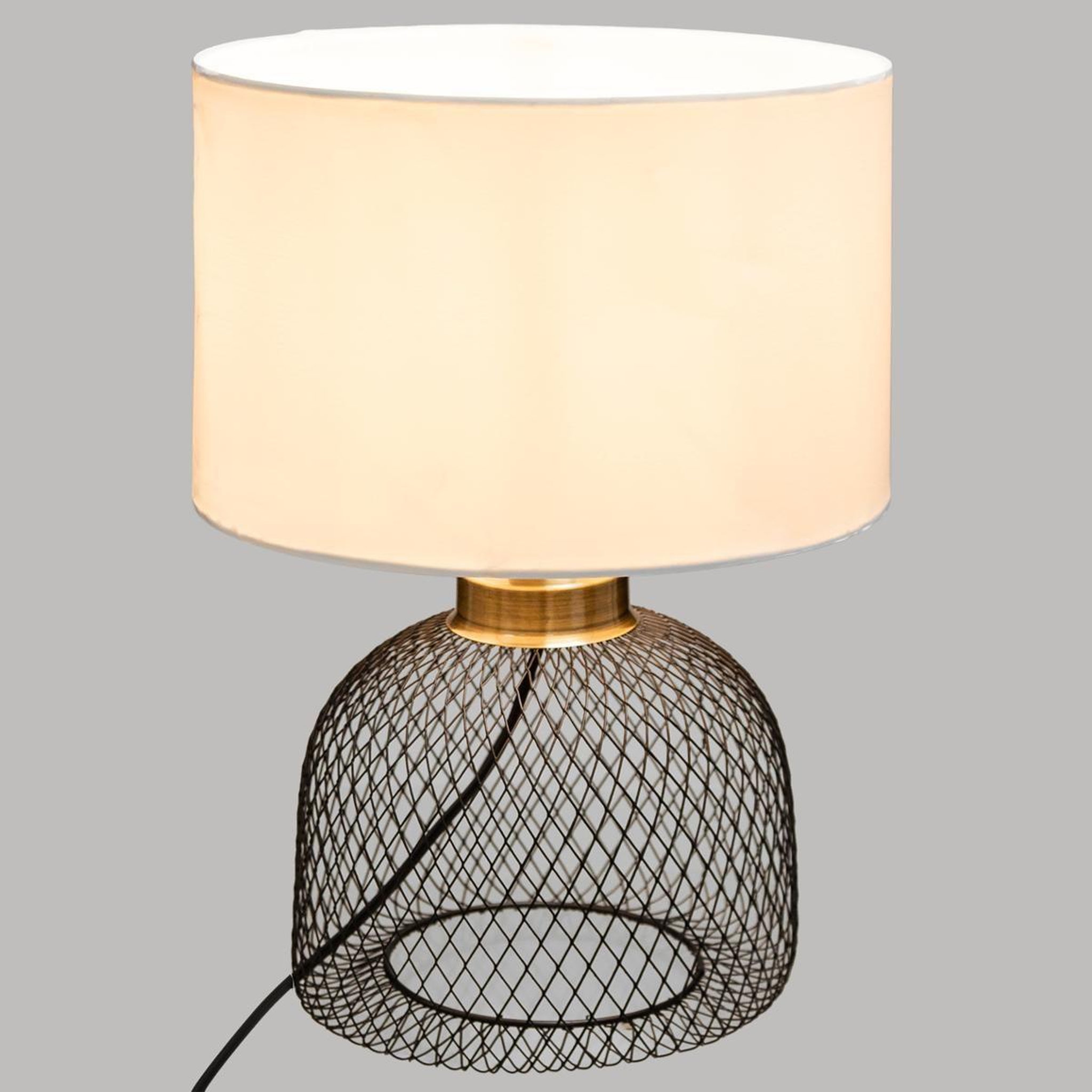 Voir la diapositive 3 : ATMOSPHERA Lampe à poser grillage  emie  38cm noir & blanc