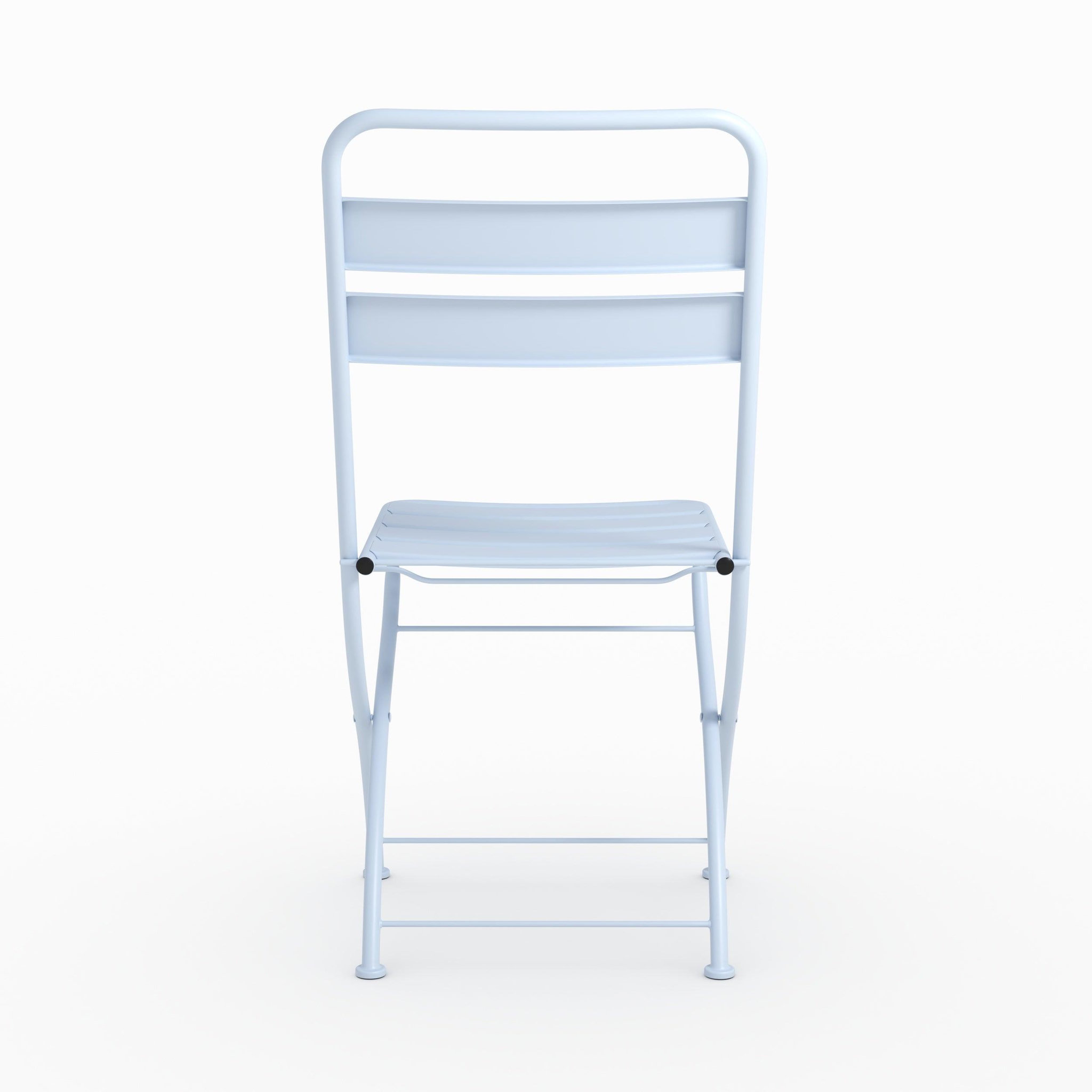 Voir la diapositive 3 : MAISON PAVANE Lot de 2 chaises de jardin en métal bleu pastel, pliantes-yumi