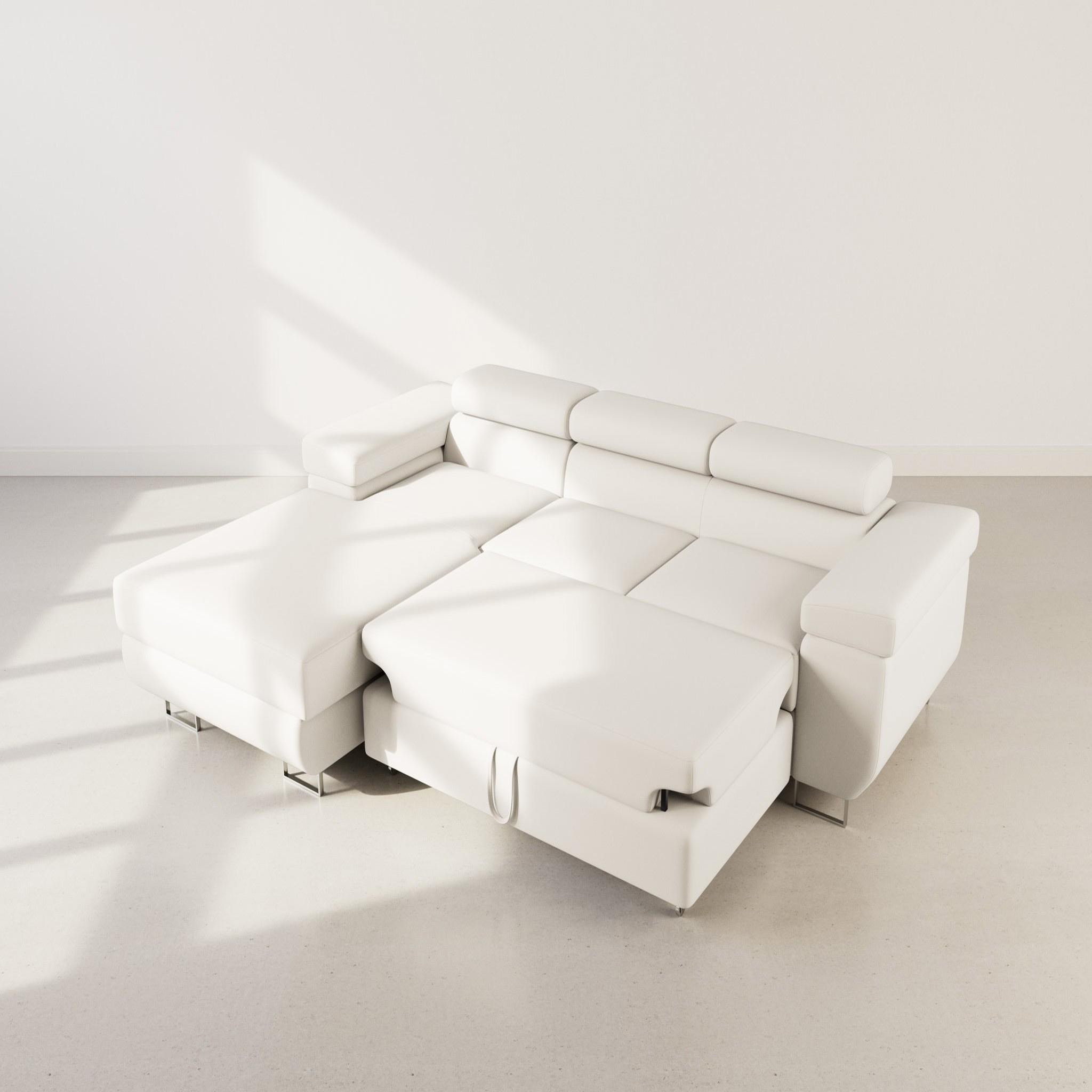Voir la diapositive 2 : BEST MOBILIER Pablo - canapé d'angle gauche - 6 places - convertible avec coffre et têtières réglables - en velours