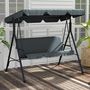 Voir la diapositive 2 : OUTSUNNY Balancelle de jardin 3 places toit réglable acier polyester gris