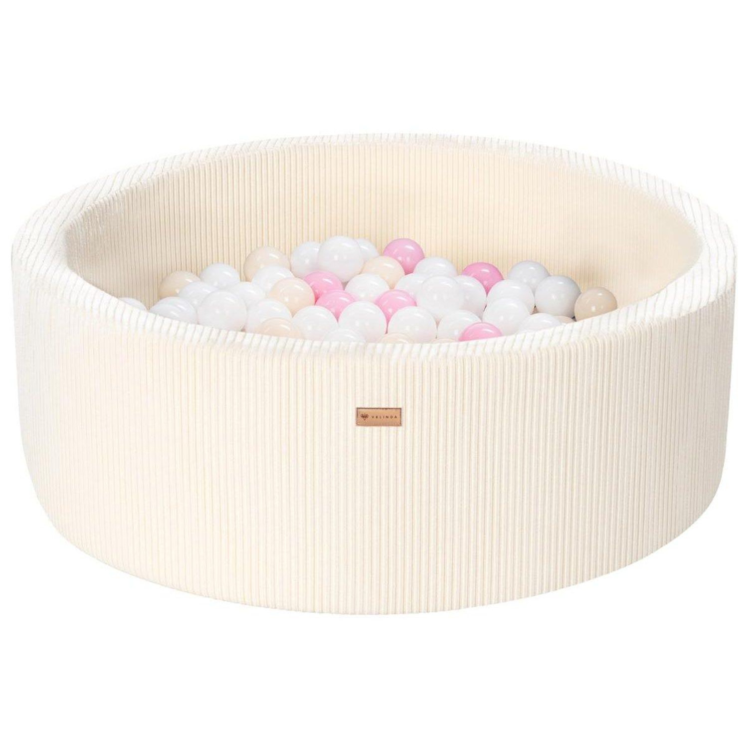Piscine À Balles Velinda 200 Balles 90 Cm Velours Côtelé Crème Cappuccino - vue 2