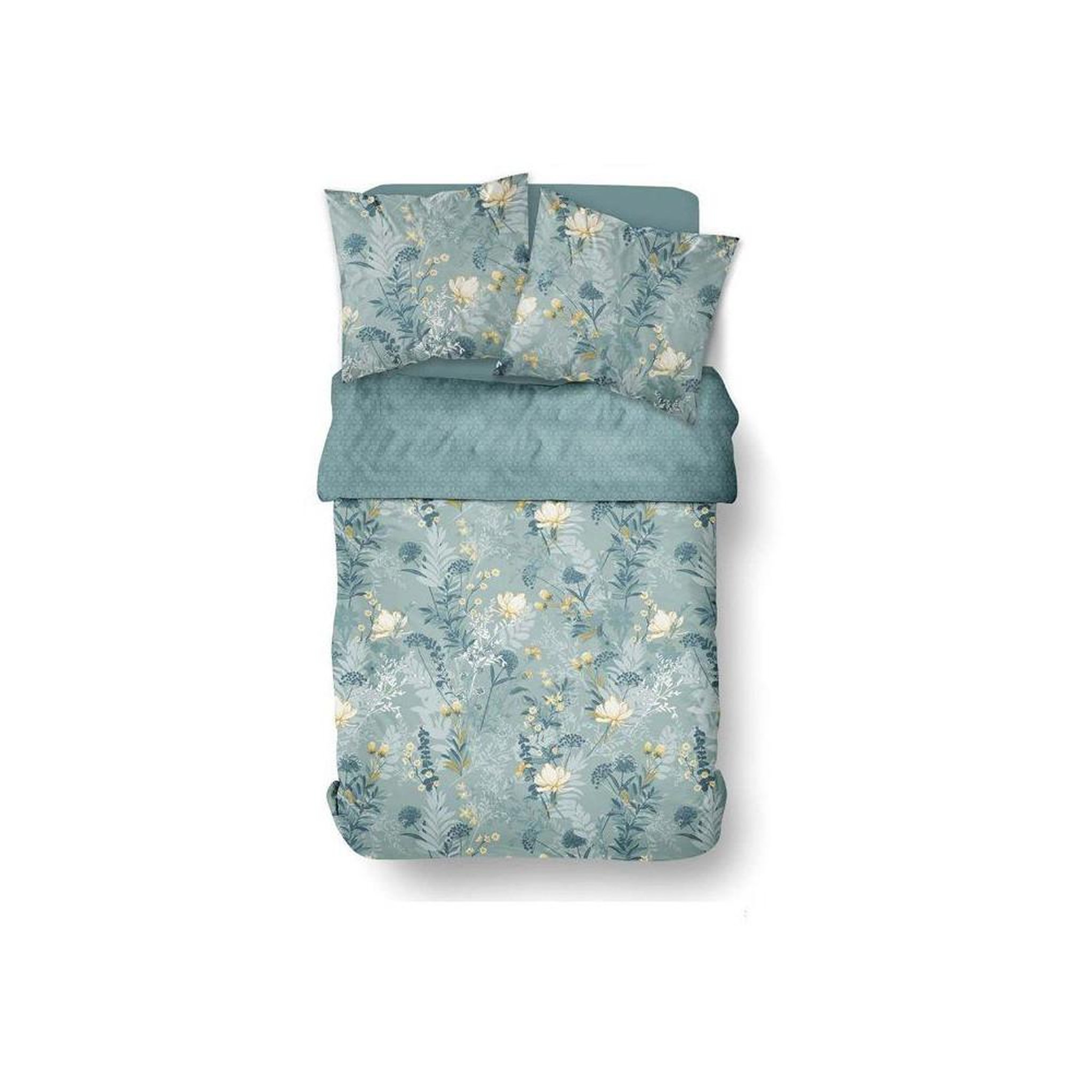 Voir la diapositive 4 : Today Parure housse de couette today sunshine réversible coton imprimé floral bleu 240x220 cm, 2 taies 63x63 cm, 3 pièces