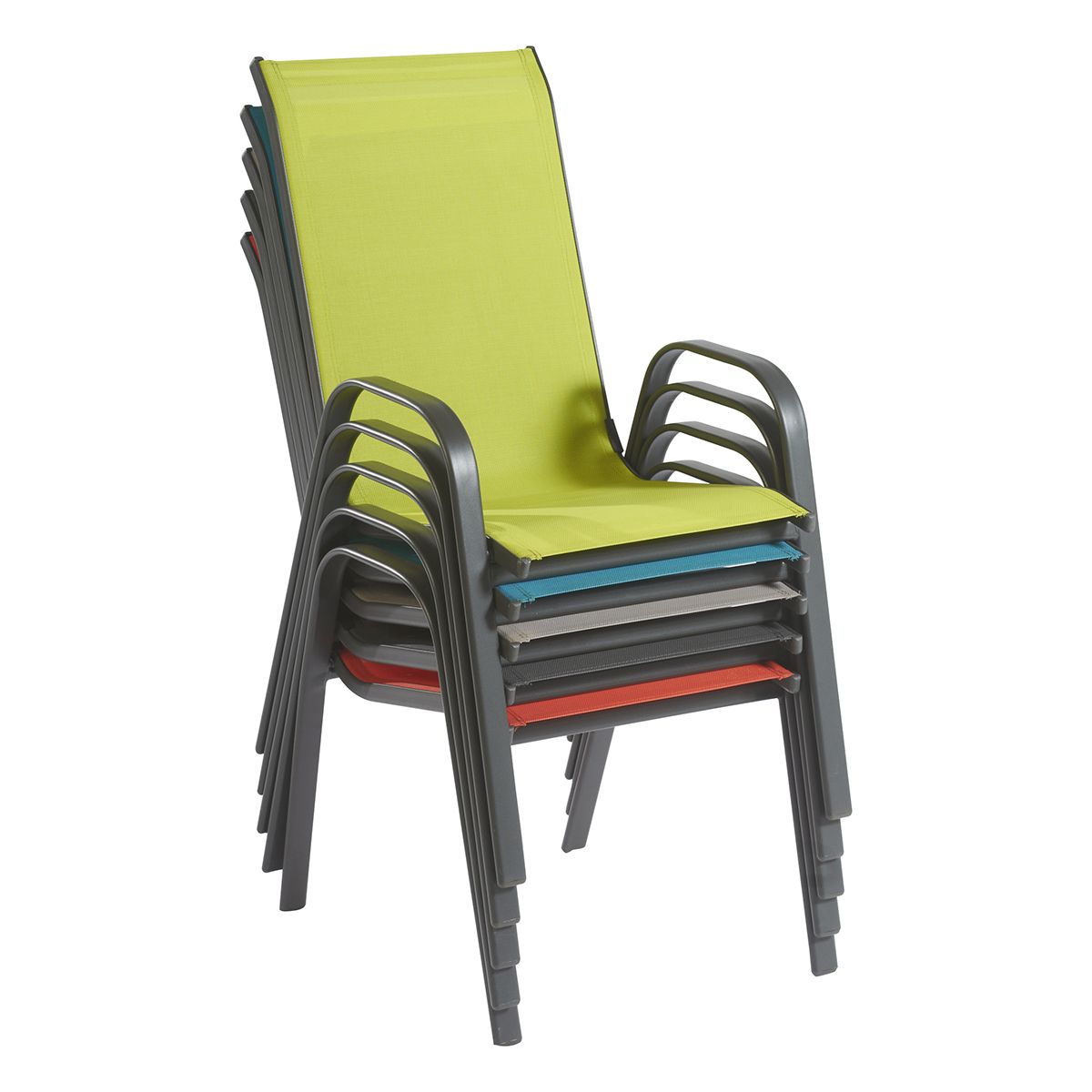 GARDENSTAR Fauteuil empilable acier et textilène bleu SEATTLE