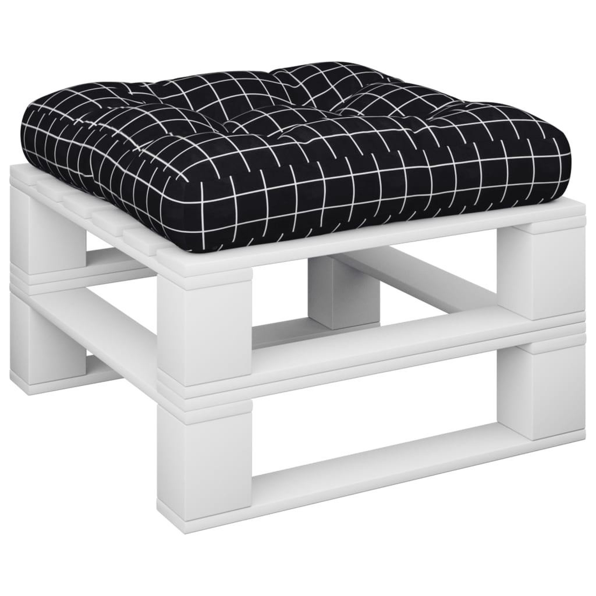 Voir la diapositive 3 : VIDAXL Coussin de palette motif a carreaux noir 50x50x12 cm tissu