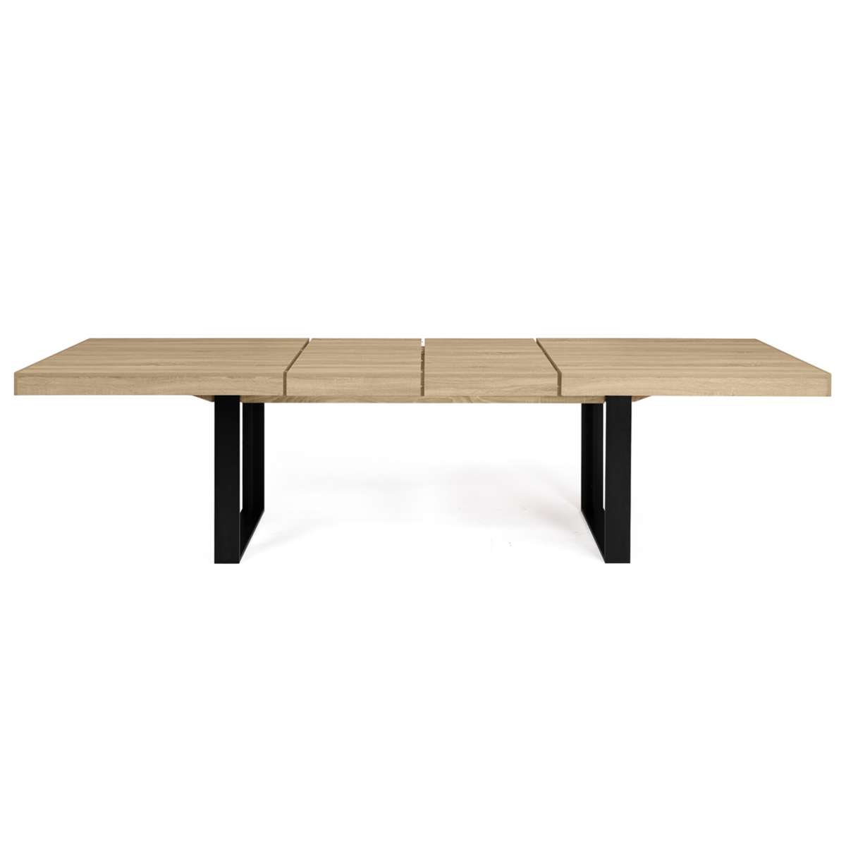 ID MARKET Table à manger extensible rectangle PHOENIX 6-12 personnes bois et noir 200-300 cm