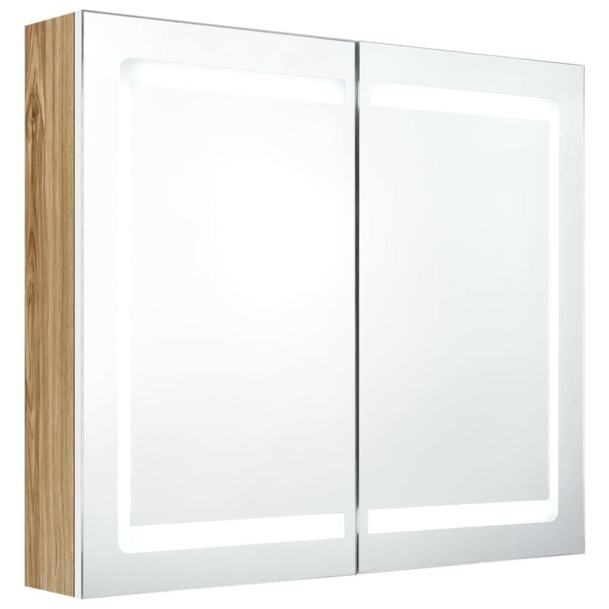 VIDAXL Armoire de salle de bain a miroir a LED Blanc et chene