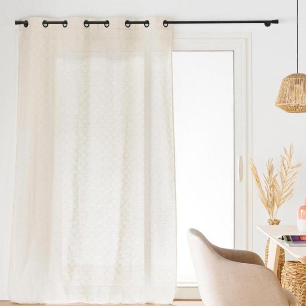 Paris Prix Rideau à Œillets Effet Lin Tissé  Logan  140x260cm Naturel