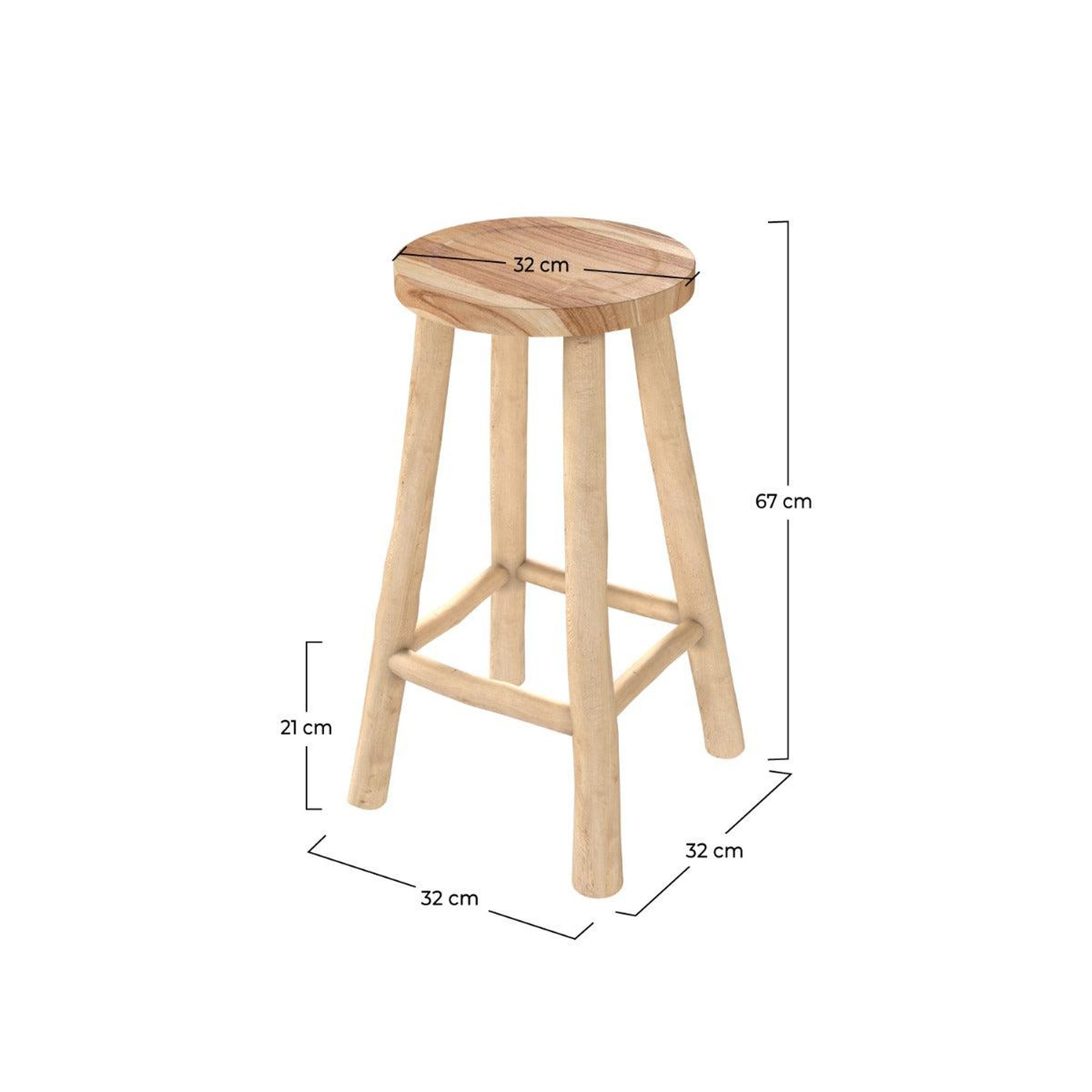 Voir la diapositive 4 : MAISON PAVANE Tabouret pour îlot central 67 cm en teck-ika