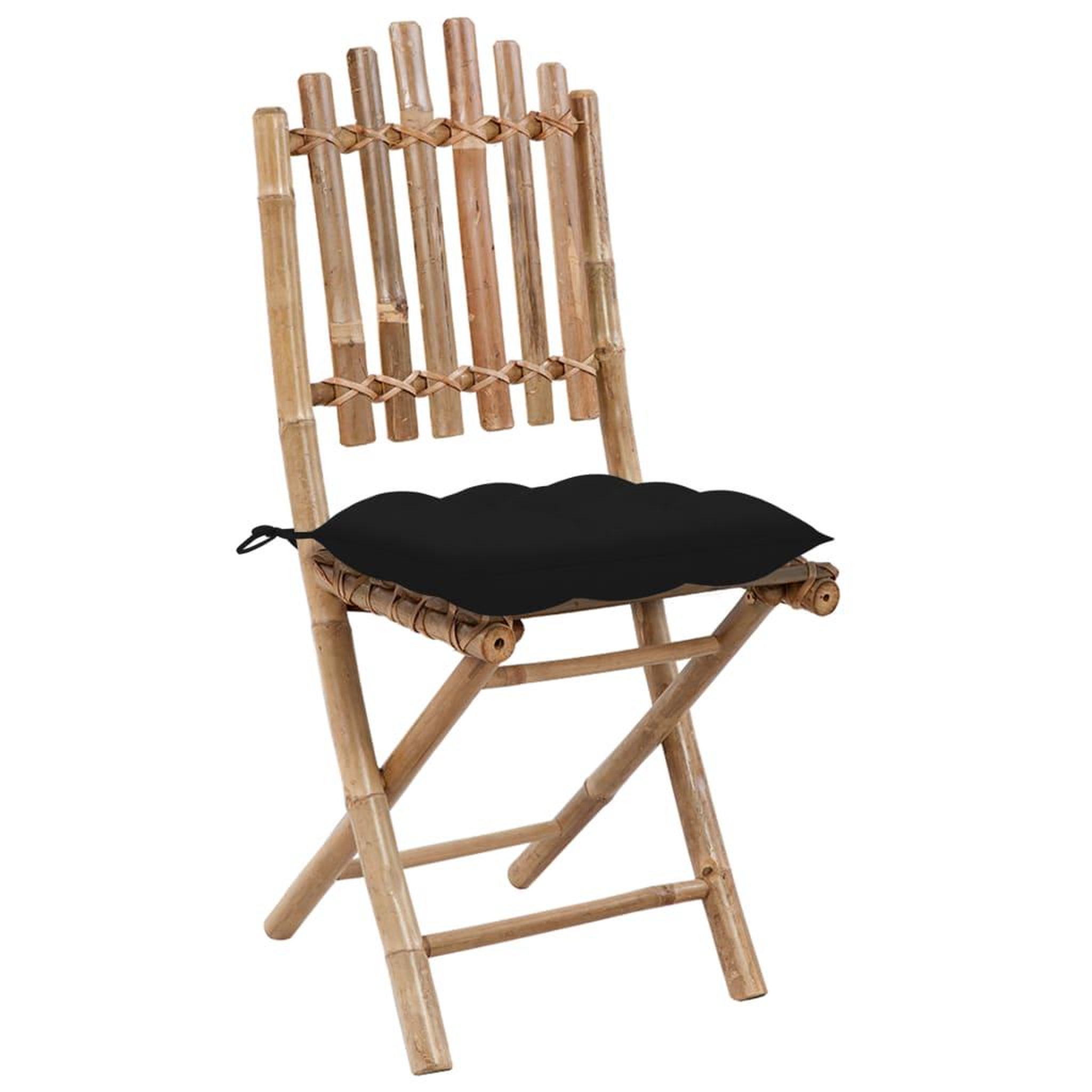 Voir la diapositive 5 : VIDAXL Ensemble a manger d'exterieur pliable 5pcs avec coussins Bambou