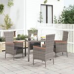 VIDAXL Chaises de jardin avec coussins lot de 4 Resine tressee Gris