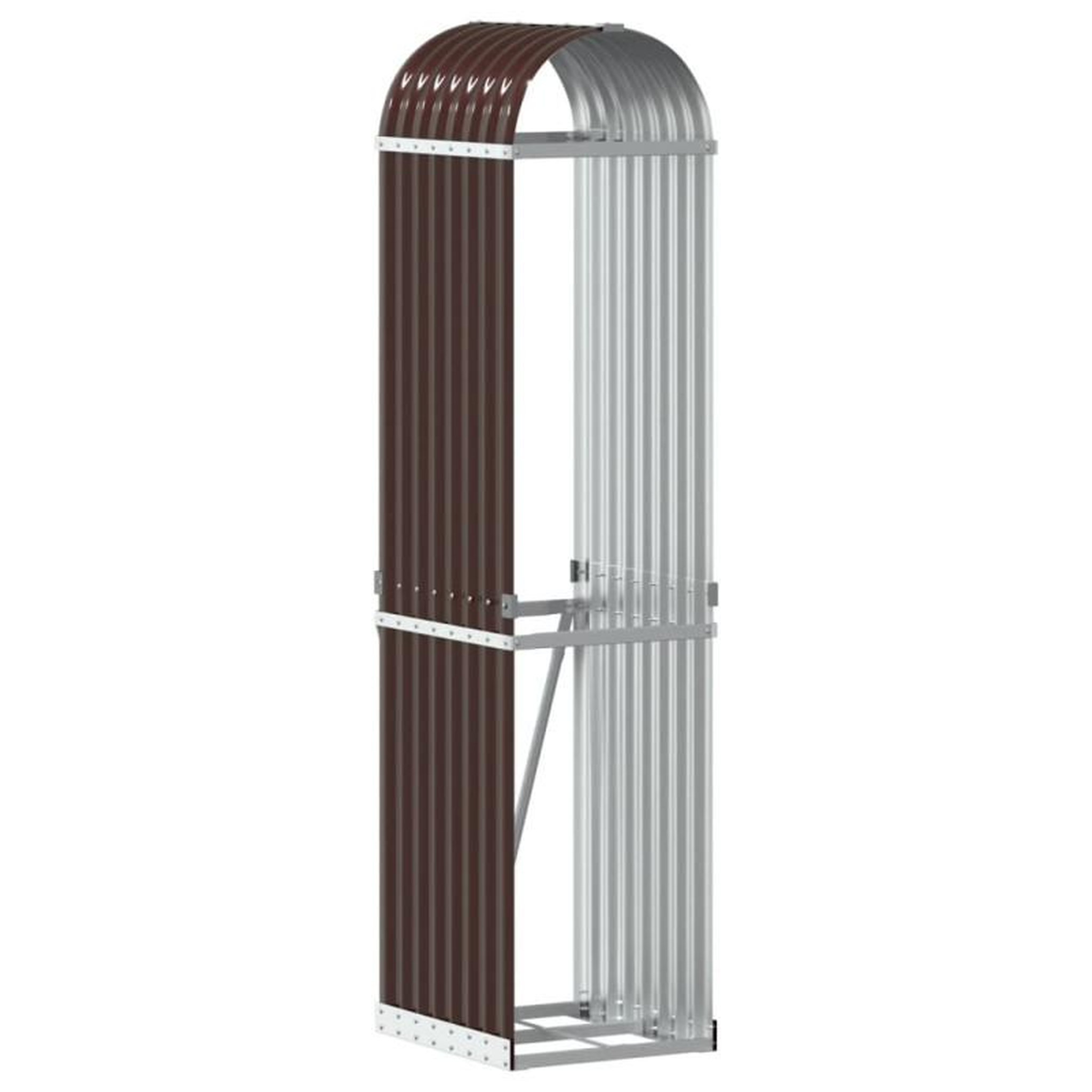 Voir la diapositive 2 : VIDAXL Porte bûches marron 40x45x170 cm acier galvanisé