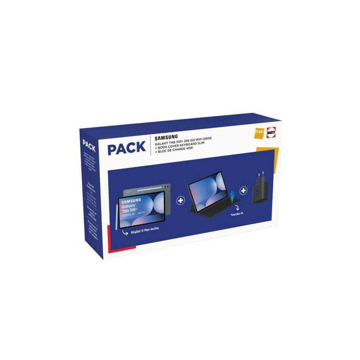 Samsung Pack Tablette tactile Samsung Galaxy Tab S10+ 12,4 Wifi 256 Go Gris + Etui Clavier + Bloc de charge