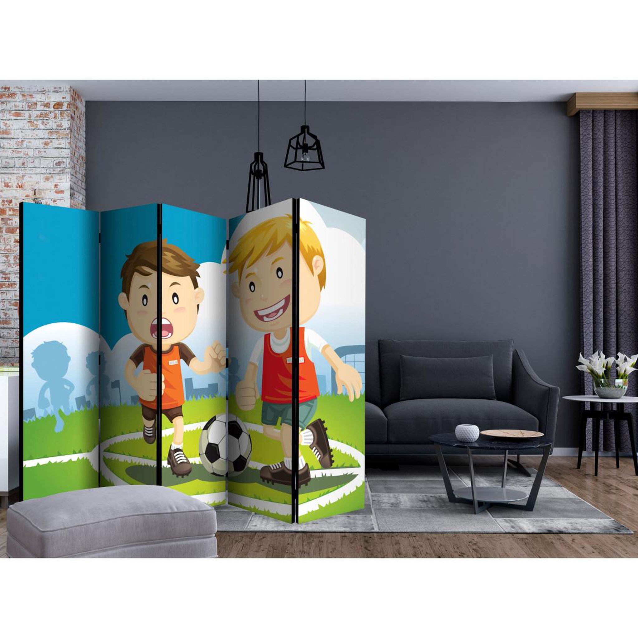 Voir la diapositive 2 : Paris Prix Paravent 5 volets  sports ground  172x225cm