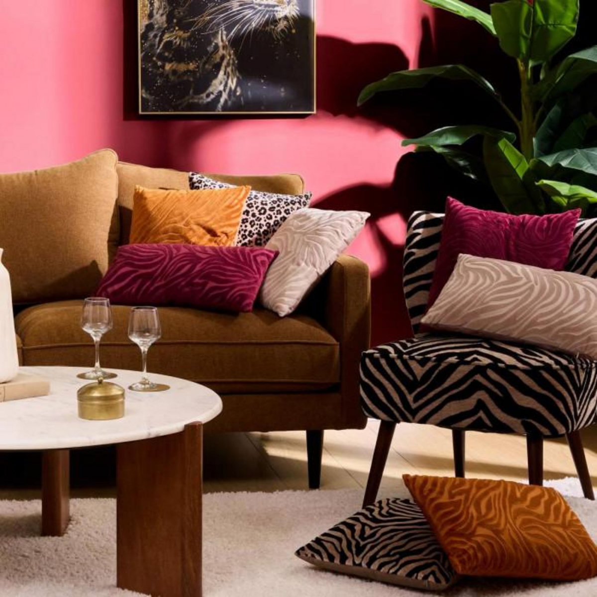 ATMOSPHERA Fauteuil en chenille zébré CHIARA - Marron