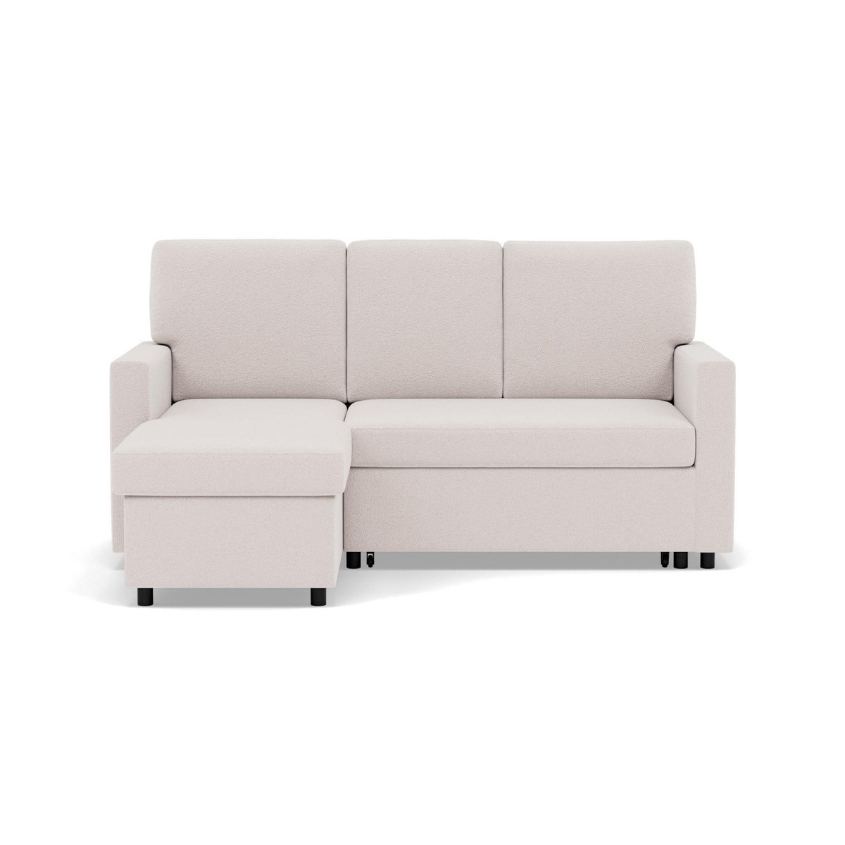 BEST MOBILIER Meiya - canapé d'angle réversible 4 places convertible avec coffre en tissu bouclette