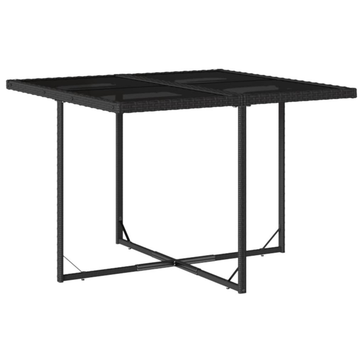 VIDAXL Ensemble a manger de jardin coussins 5pcs Noir Resine tressee