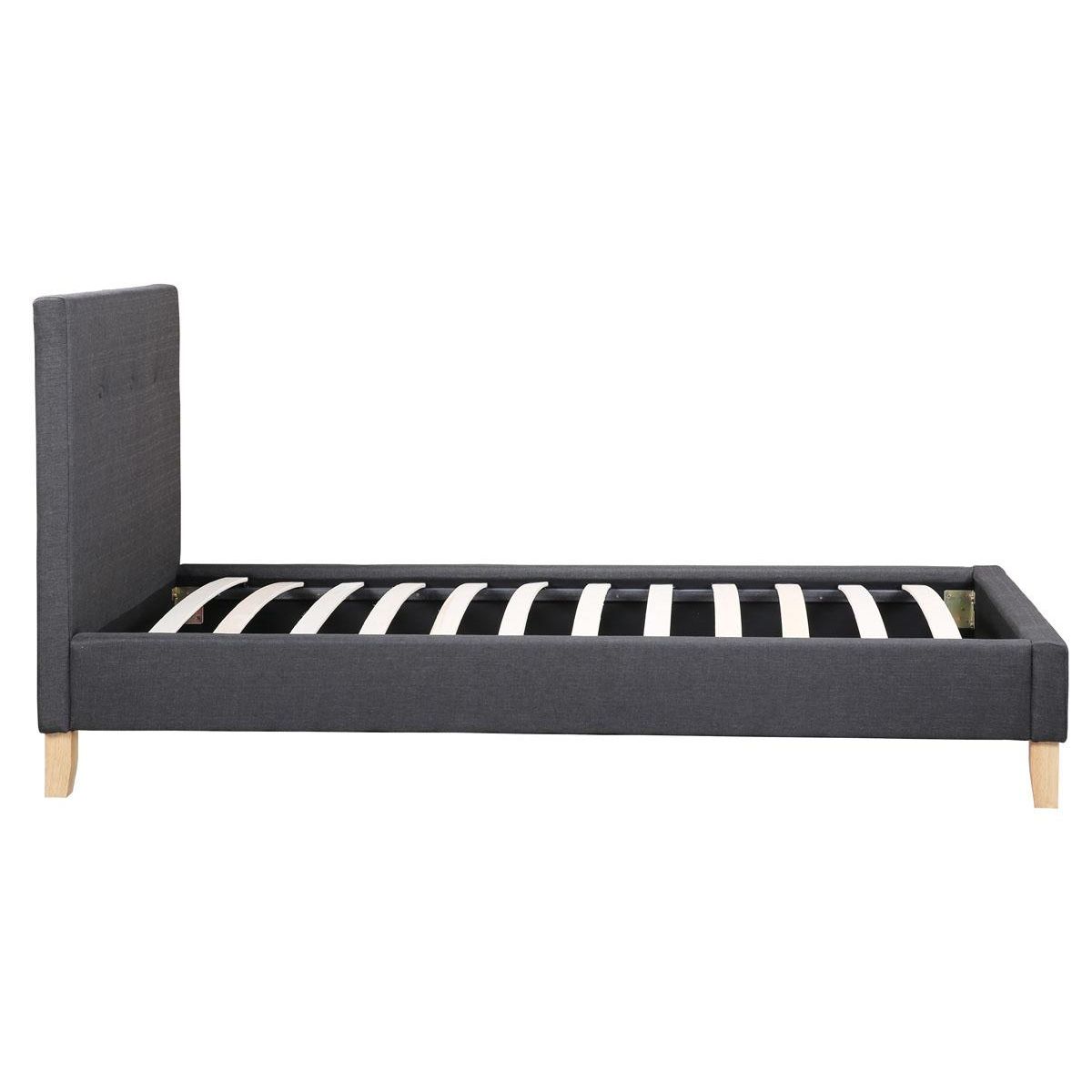 Habitat et Jardin Lit  Elise  - 90 x 190 cm - Gris foncé