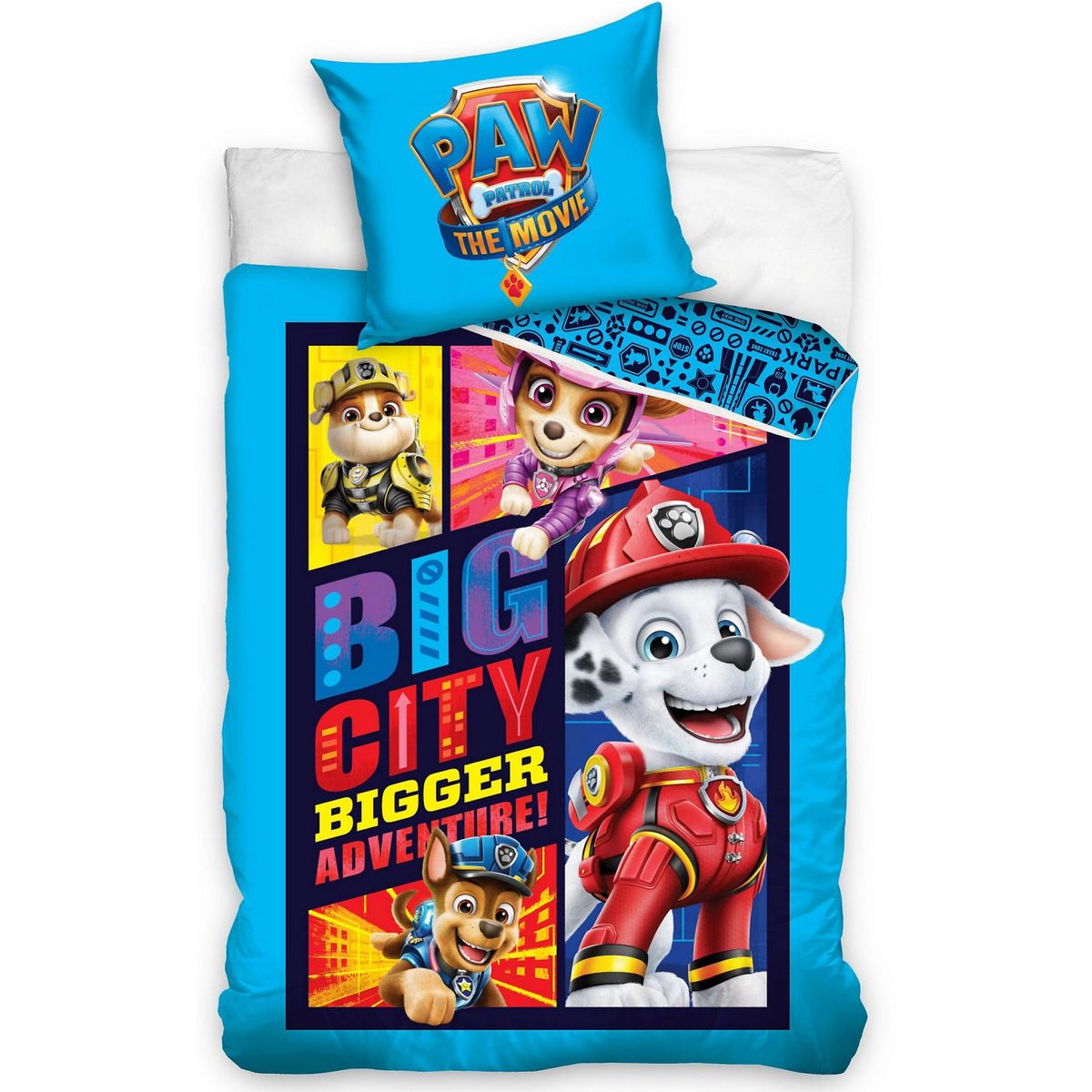 Home collection Parure housse de couette 140x200cm 100%coton 57fils pat'patrouille bleu