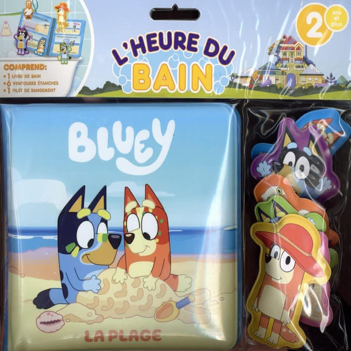 BLUEY. AVEC 1 LIVRE DE BAIN, 6 VENTOUSES ETANCHES, 1 FILET DE RANGEMENT, Injejikian Azad