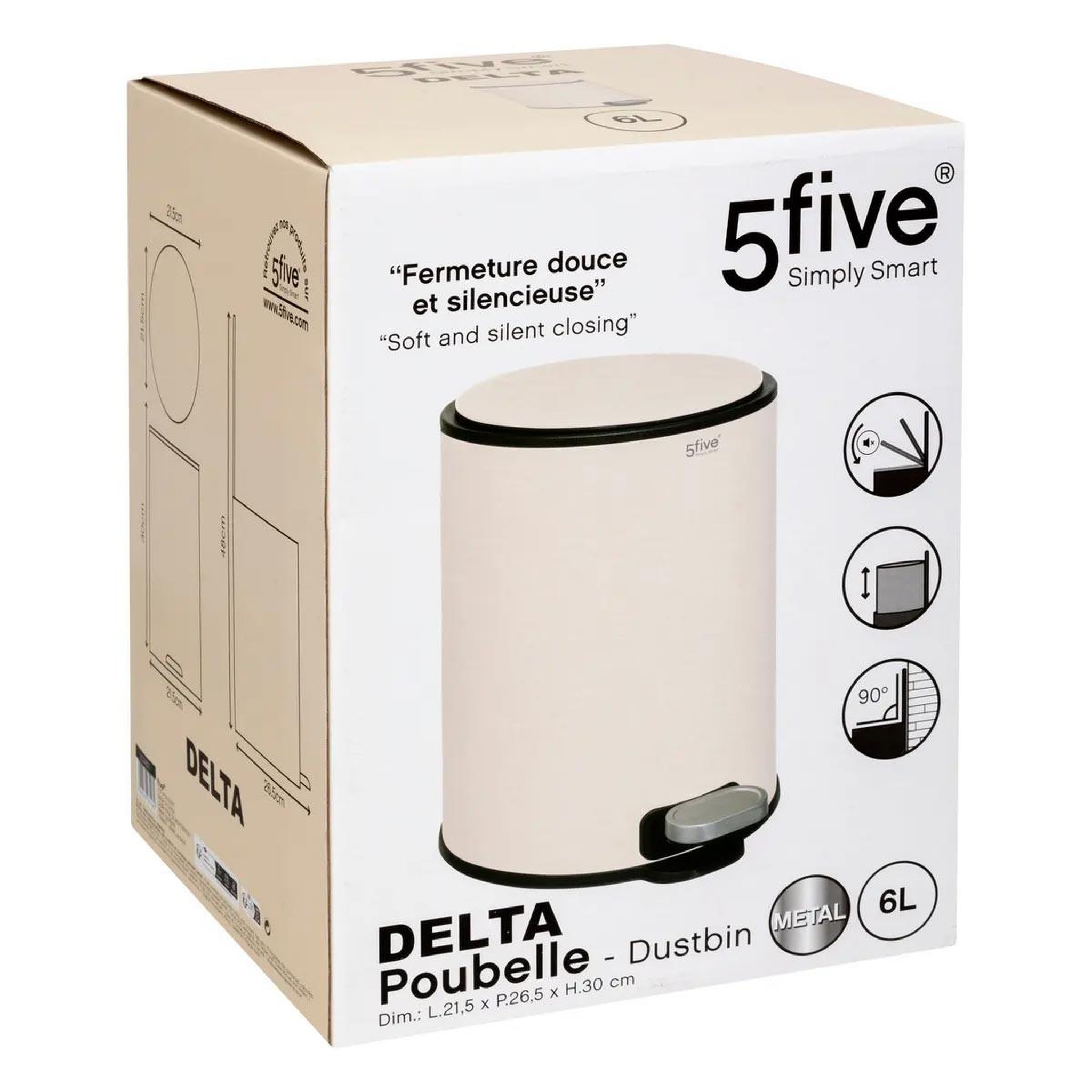 Voir la diapositive 6 : FIVE Poubelle en métal  delta  6l argile
