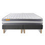 Voir la diapositive 2 : SEPTNUITS Matelas + double sommiers gris Memo Plus Mémoire de forme 3 zones