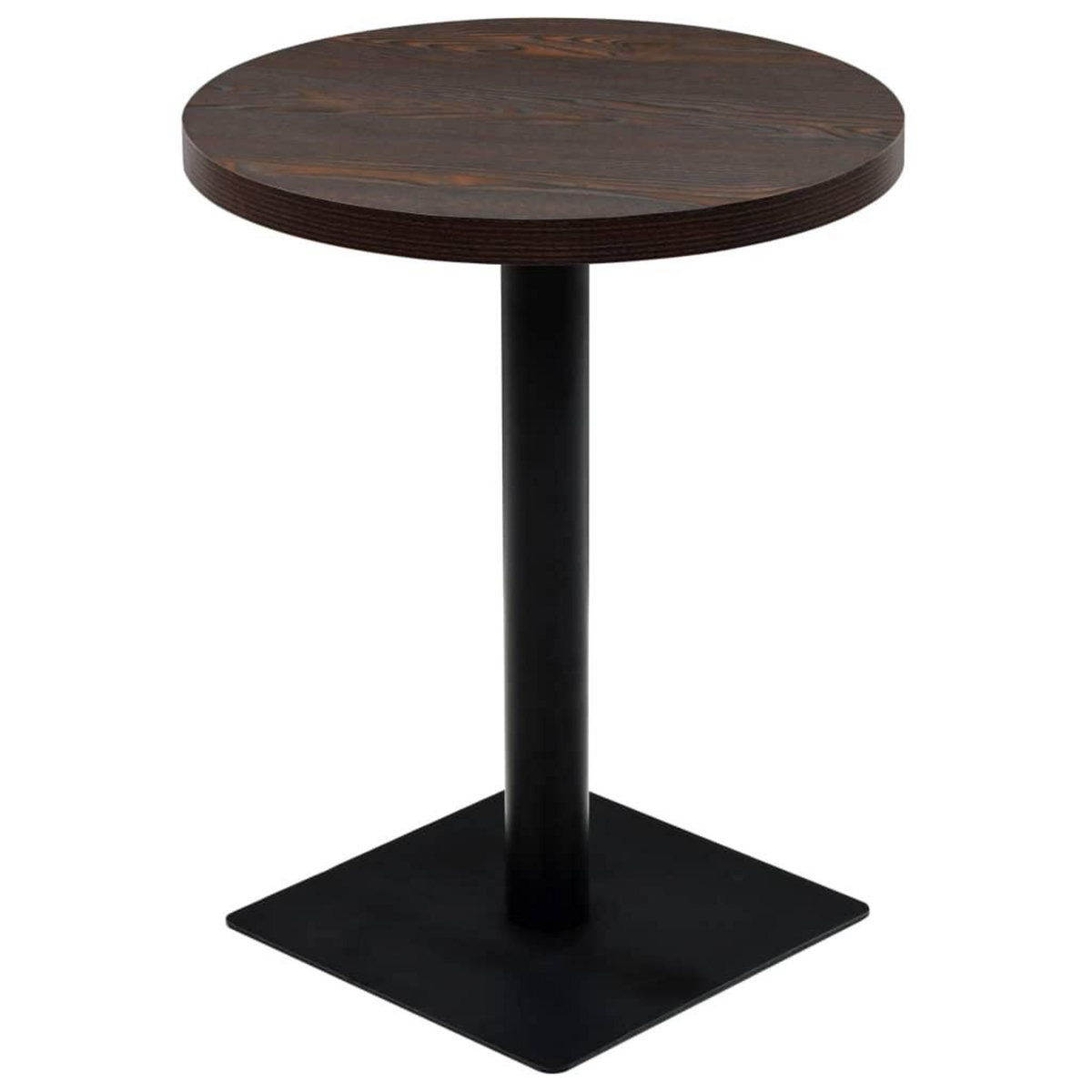 VIDAXL Table de bistro MDF et acier Rond 60 x 75 cm Frene fonce