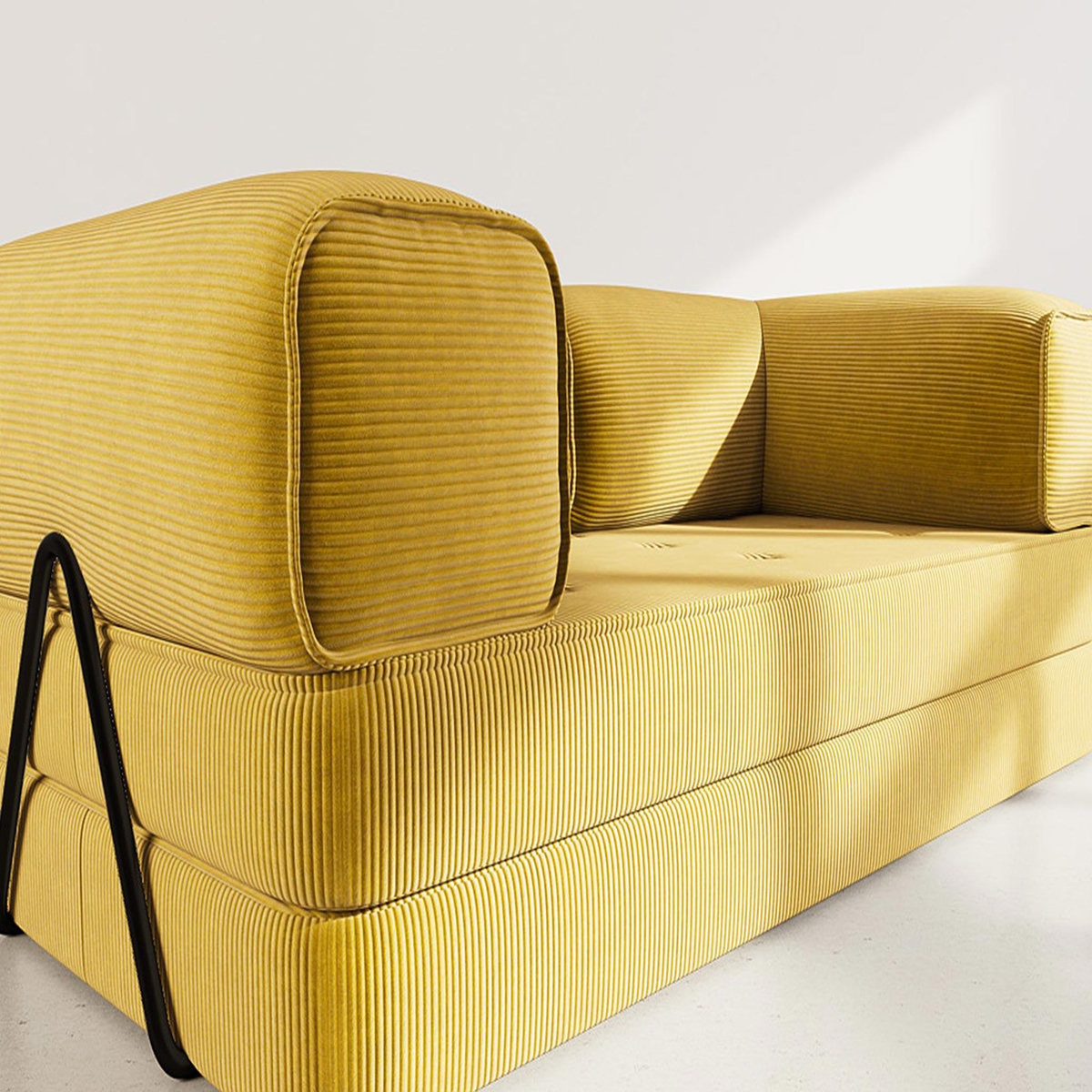 LISA DESIGN Poppy - canapé 3 places convertible en velours côtelé
