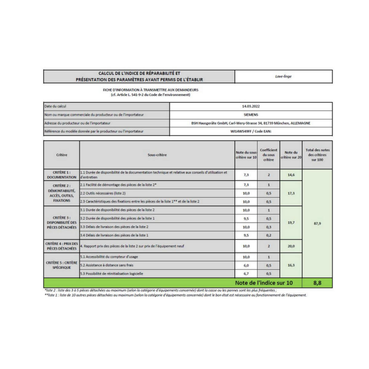 Siemens Lave-linge intégrable 8kg 1400 tours/min - WI14W549FF