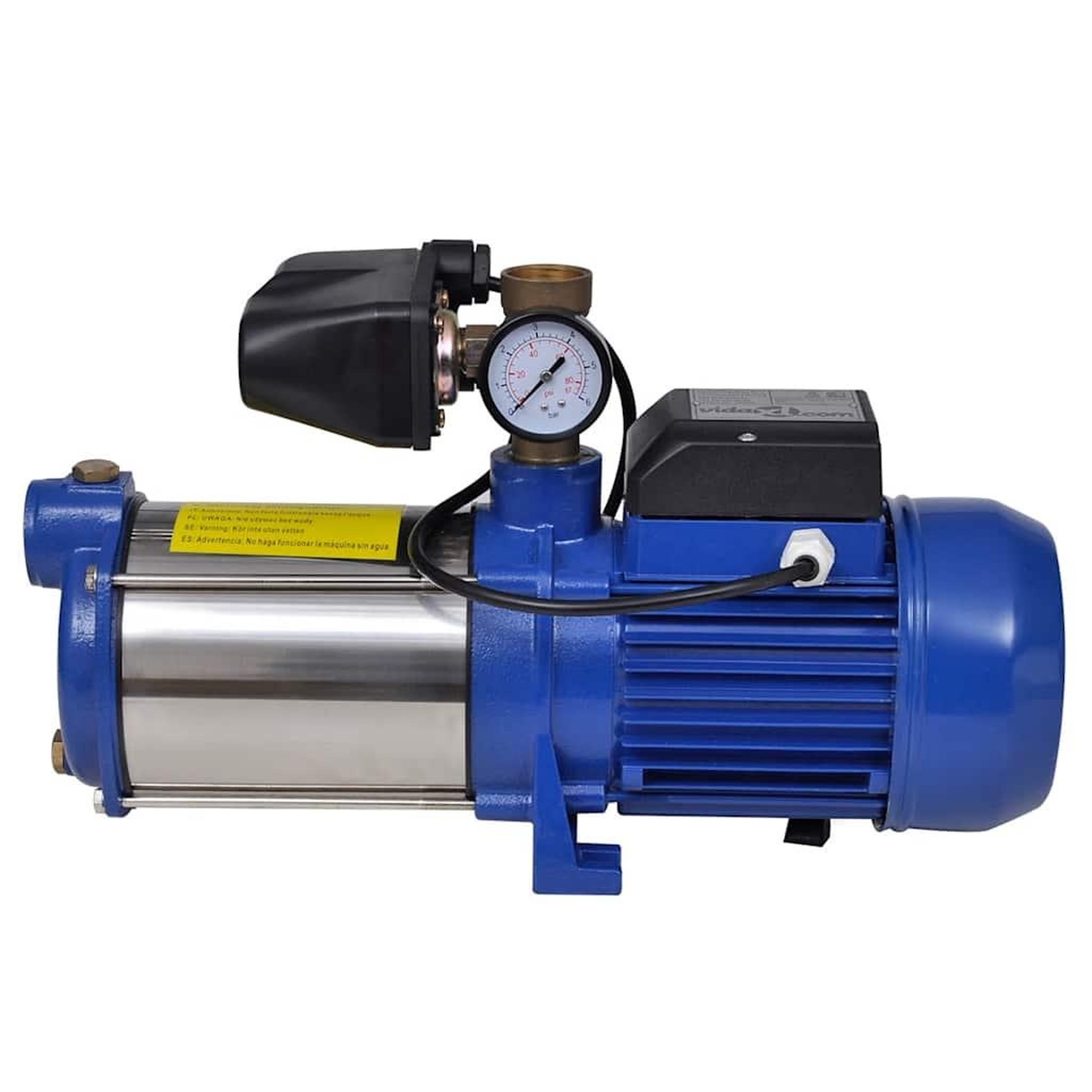 Voir la diapositive 2 : VIDAXL Pompe a jet avec manometre 1300 W 5100 L/h Bleu