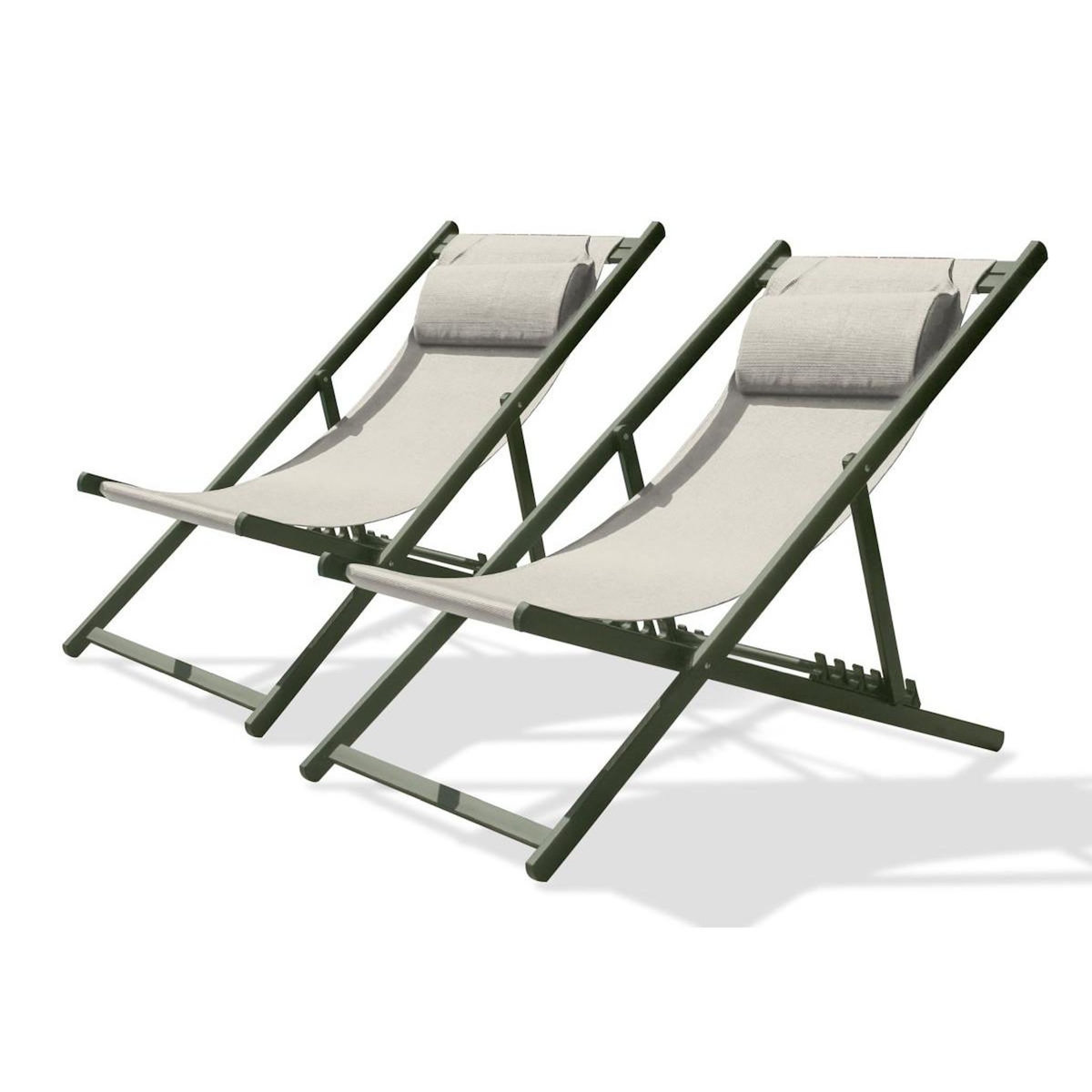 Paris Prix Lot de 2 Chiliennes de Jardin Pliantes  Julia  102cm Kaki