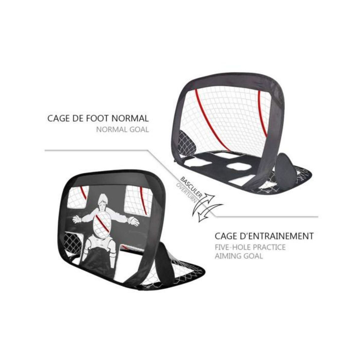 Paris Prix Cage de Foot Pliable  2 en 1  120cm Noir