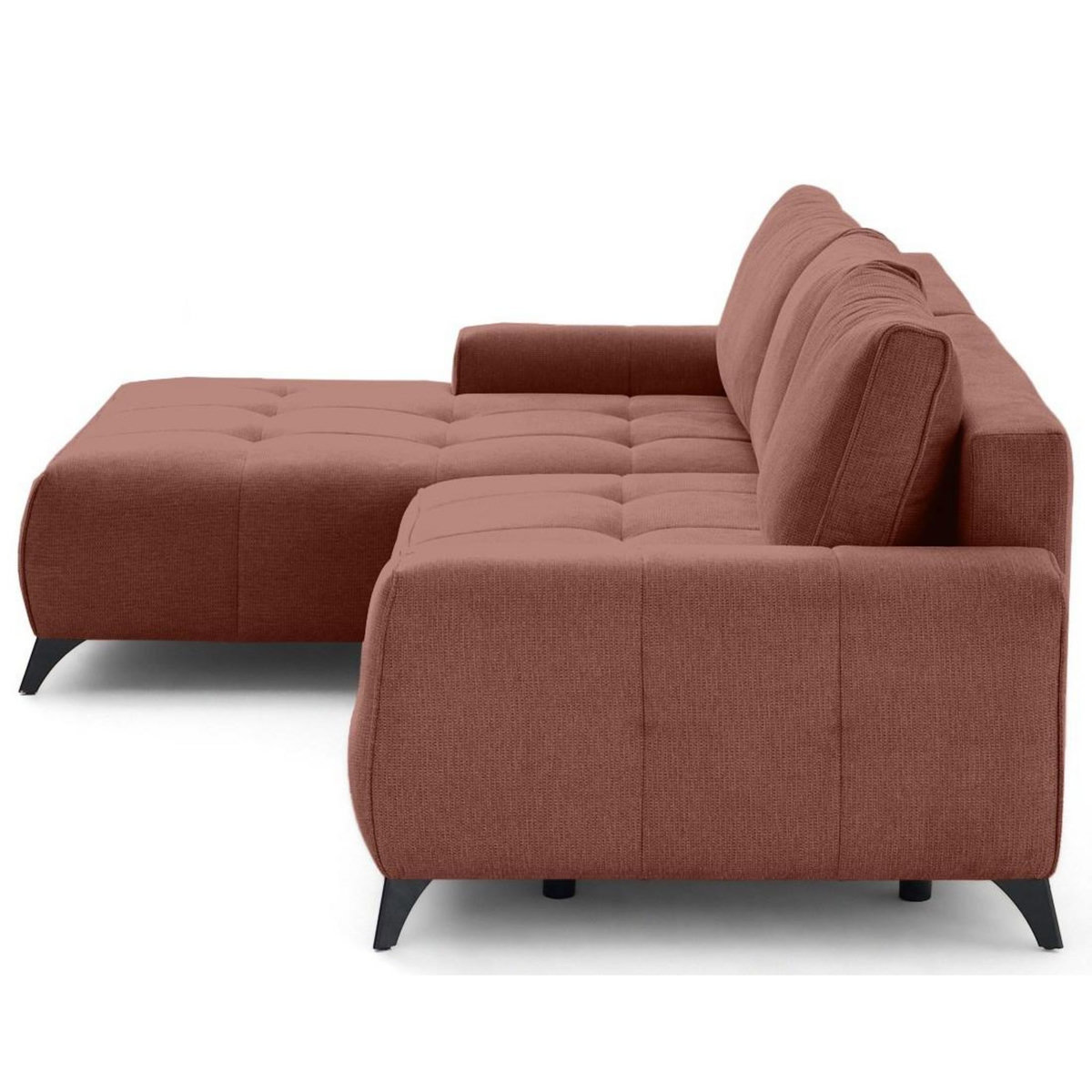 BEST MOBILIER Rimini - canapé d'angle gauche 4 places convertible avec coffre en tissu texturé